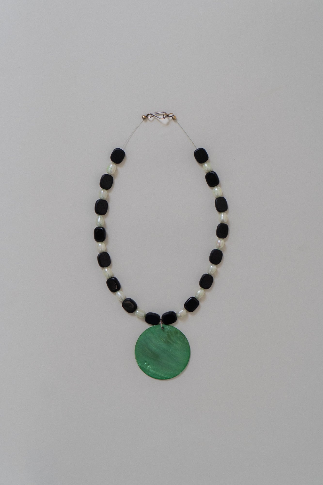 Genuine Pearl & Black Glass Beaded Necklace