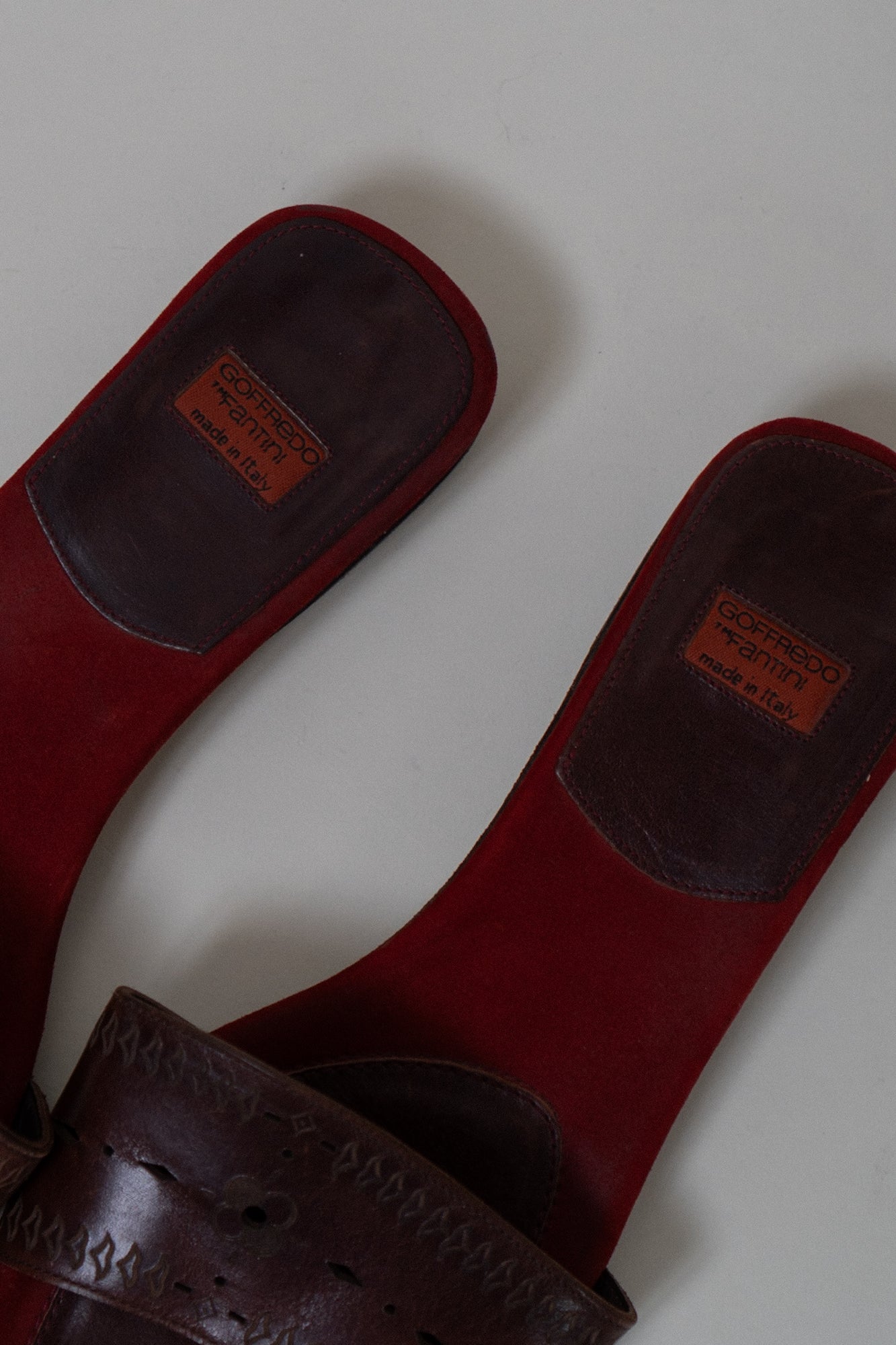 Vintage Italian Brown Leather Slides