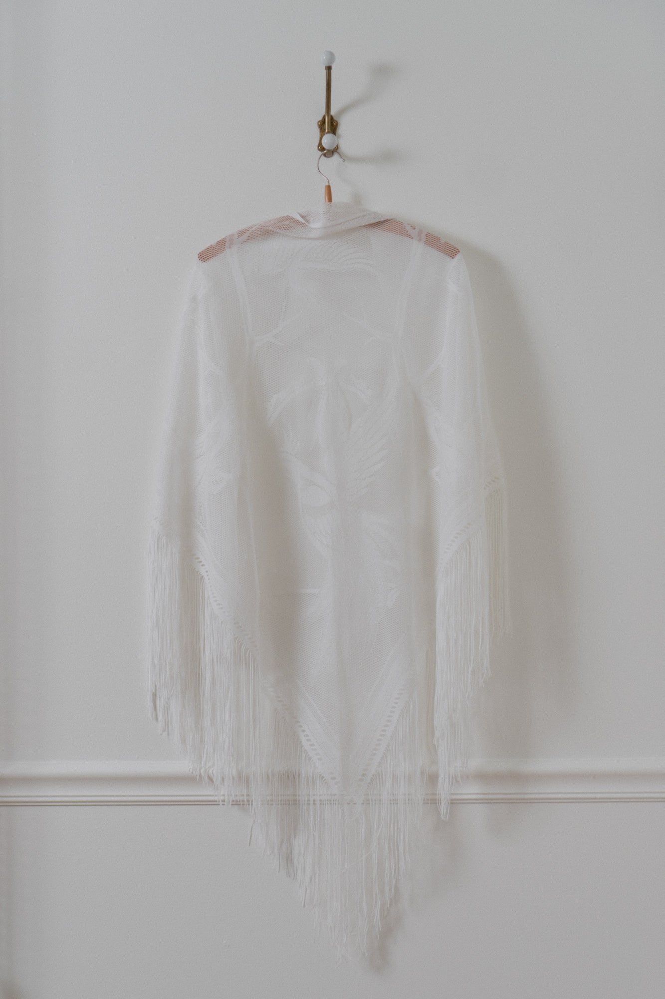 Vintage Birds & The Trees Fringe Shawl
