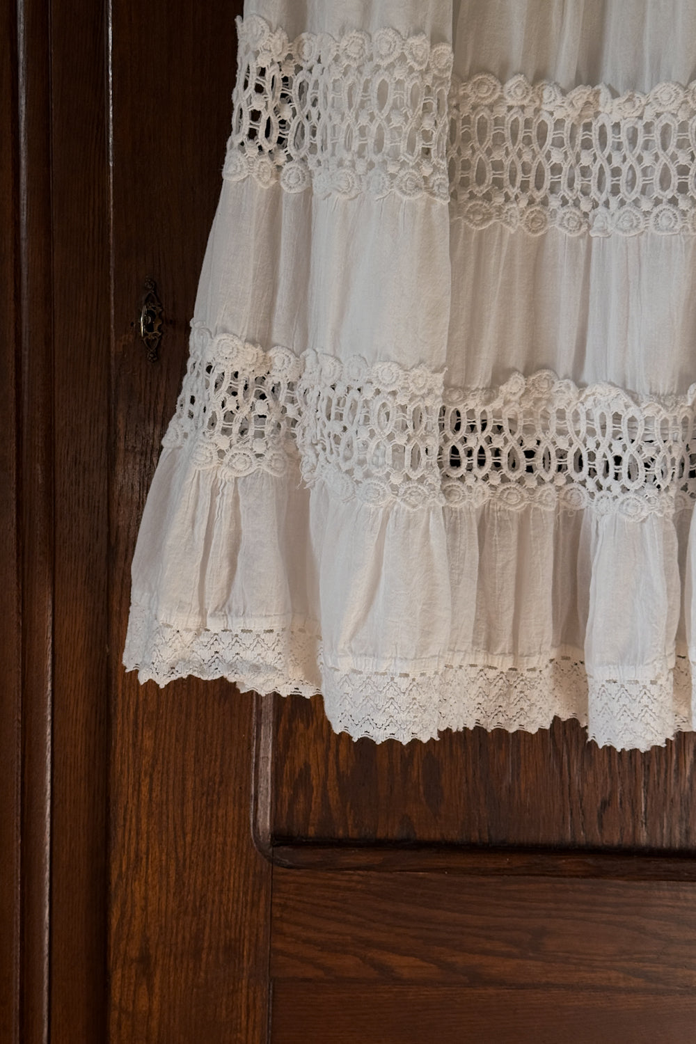 Vintage White Eyelet Lace Midi Skirt