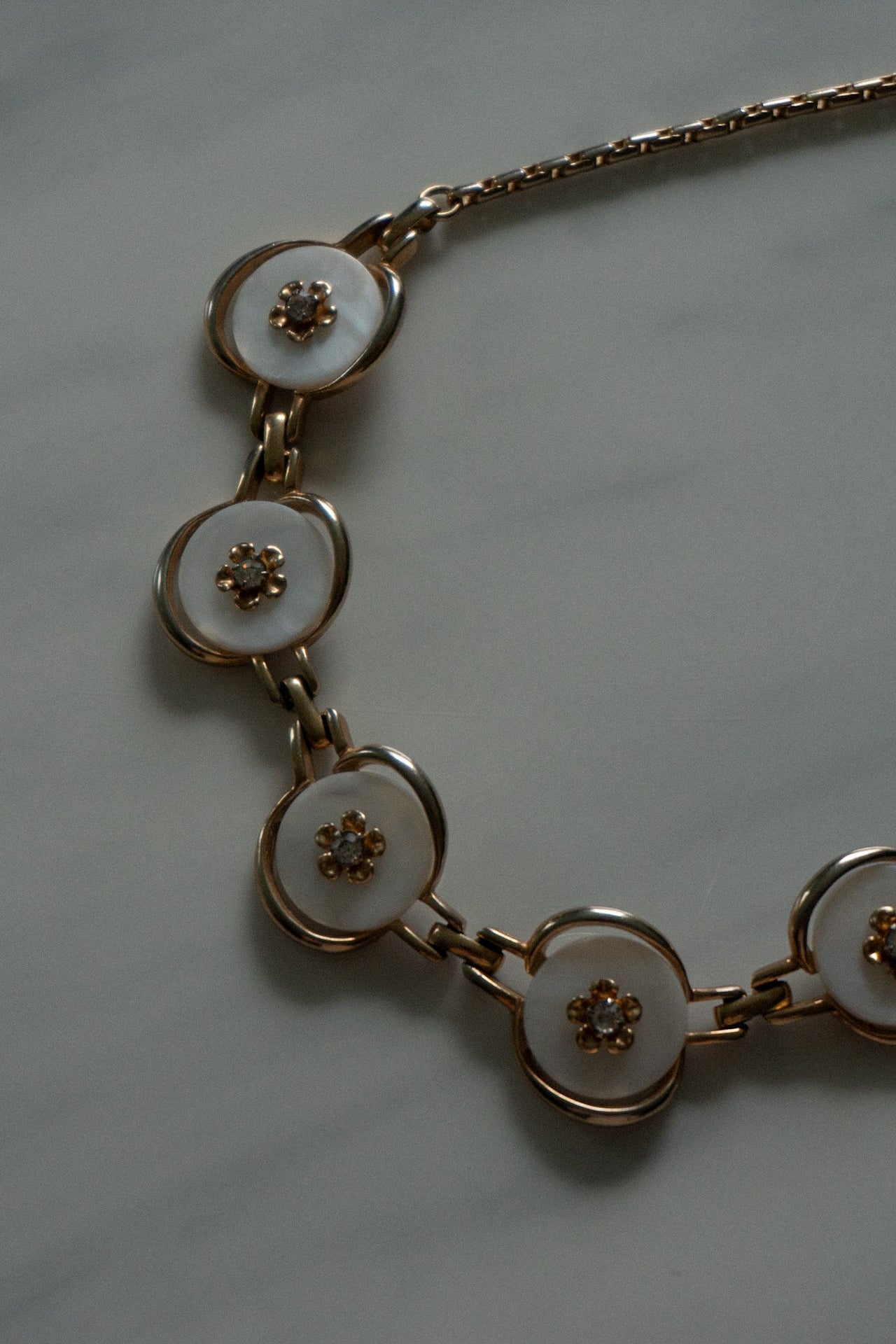 Vintage Gold Tone Mother-of-Pearl Necklace