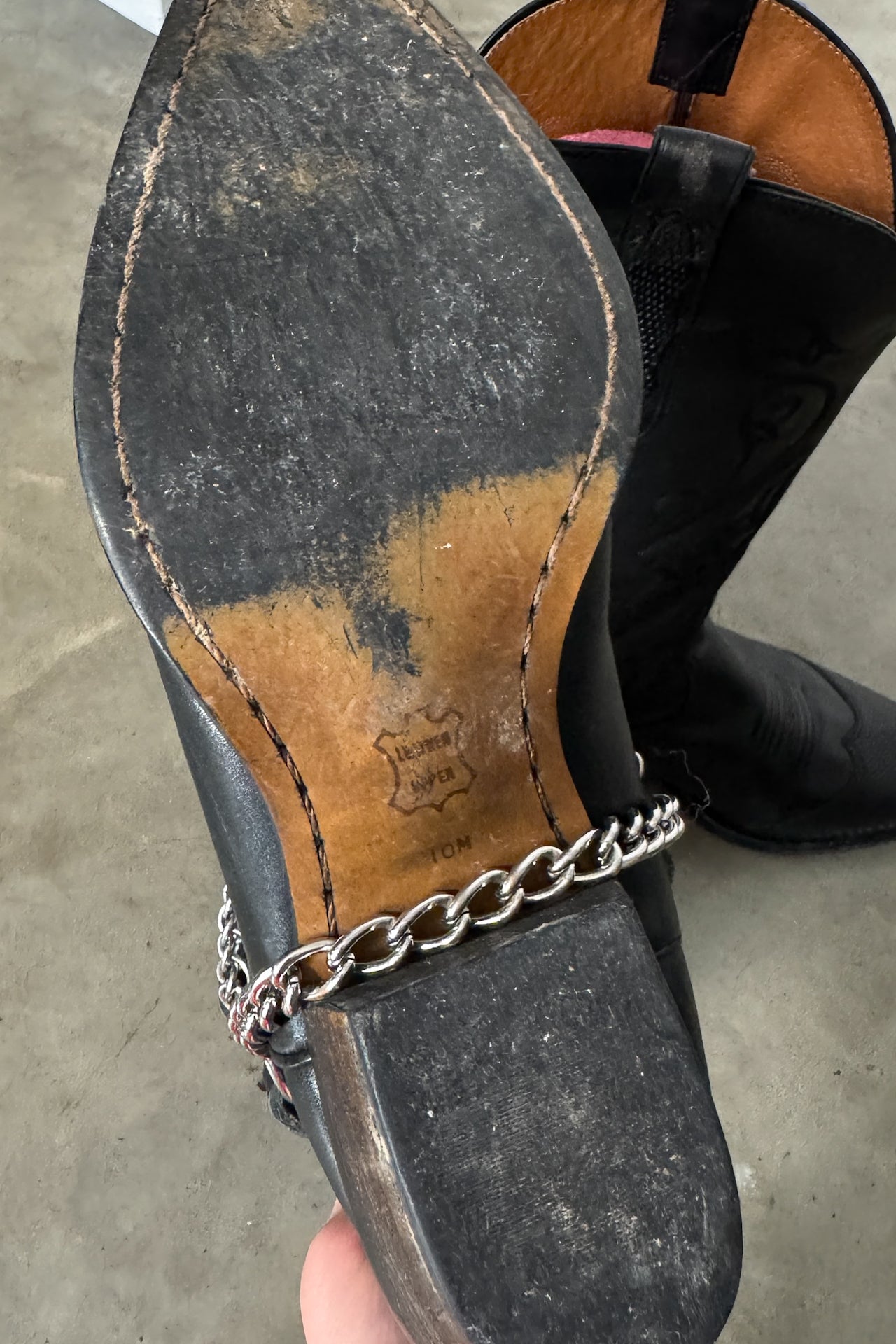 Y2K 100% Leather Black Contrast Boots