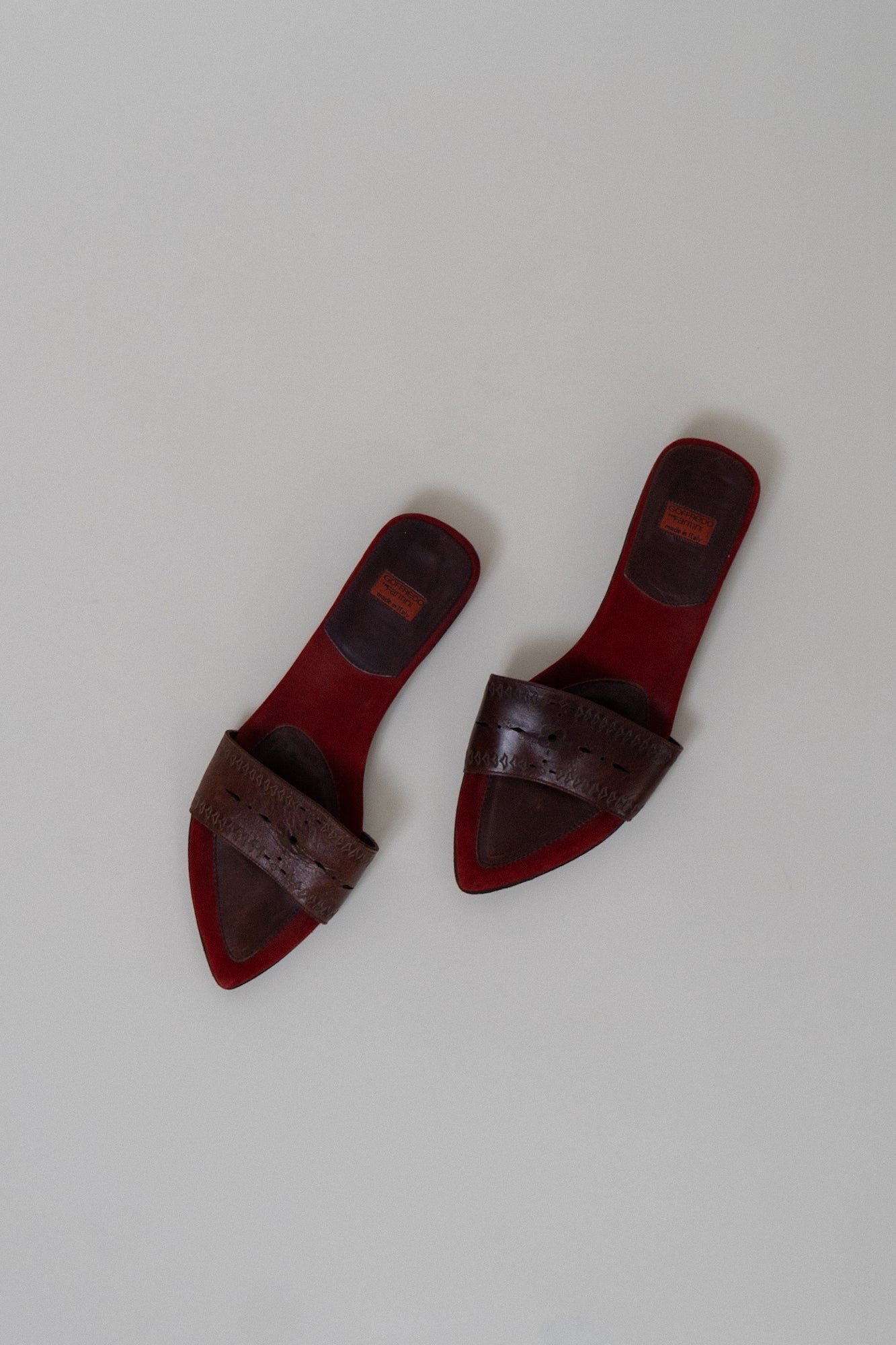 Vintage Italian Brown Leather Slides