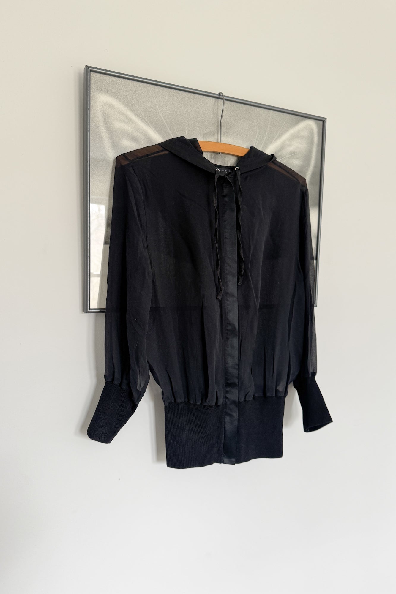 Y2K ‘03 Black Sheer Silk Hoodie