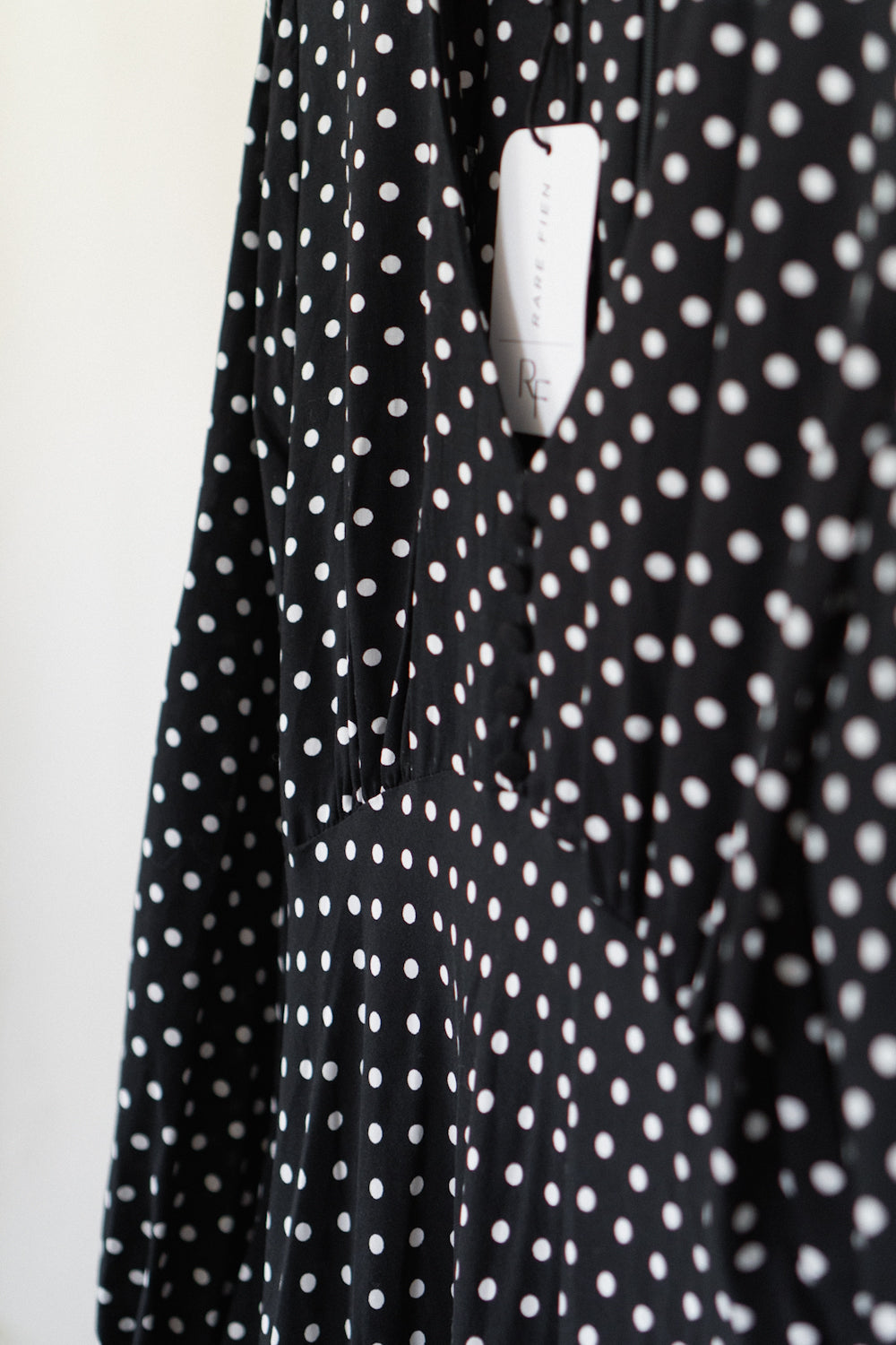 Vintage French Black Polka Dot Long Sleeve Dress