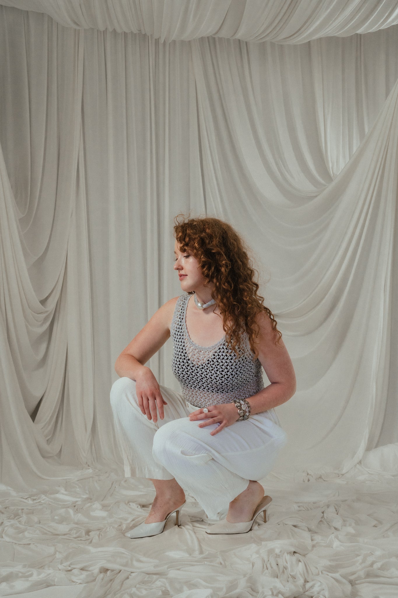 Vintage Silver Crochet Tank