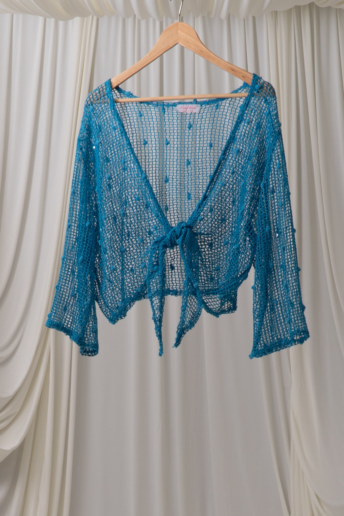 Vintage Blue Crochet Tie Top