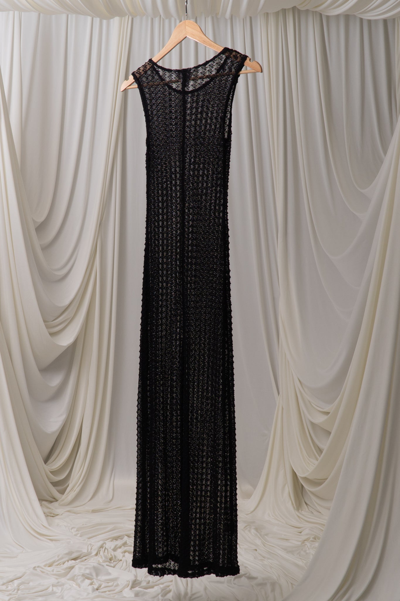 Vintage Black Crochet Maxi Dress
