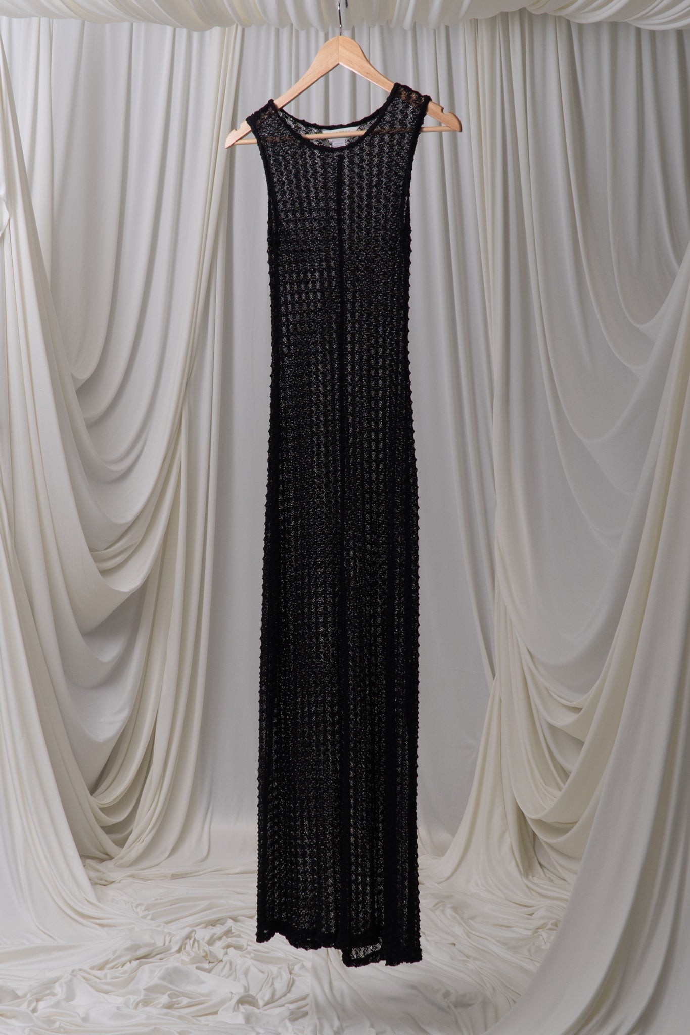 Vintage Black Crochet Maxi Dress