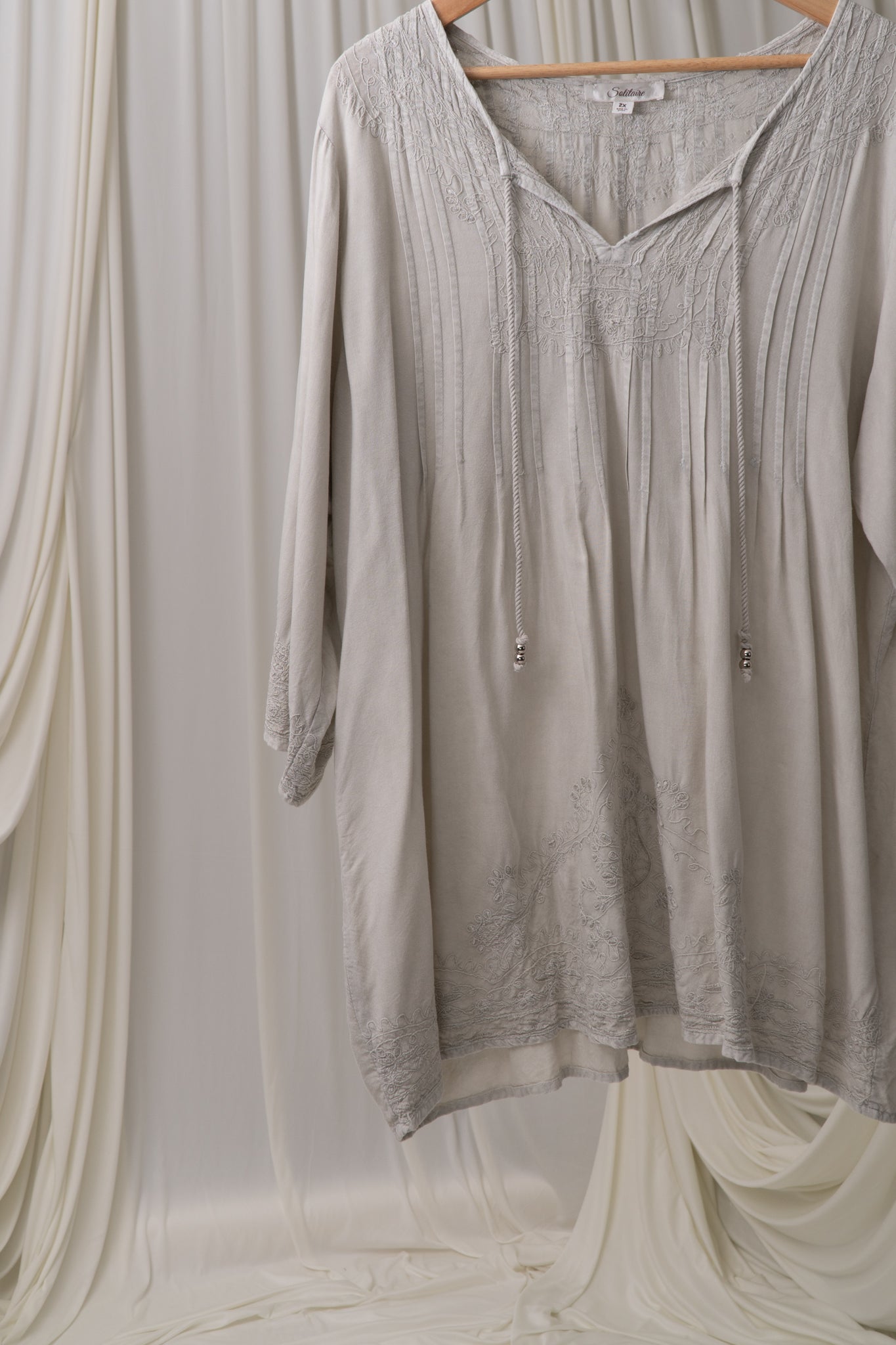 Y2K Grey Embroidered Tunic