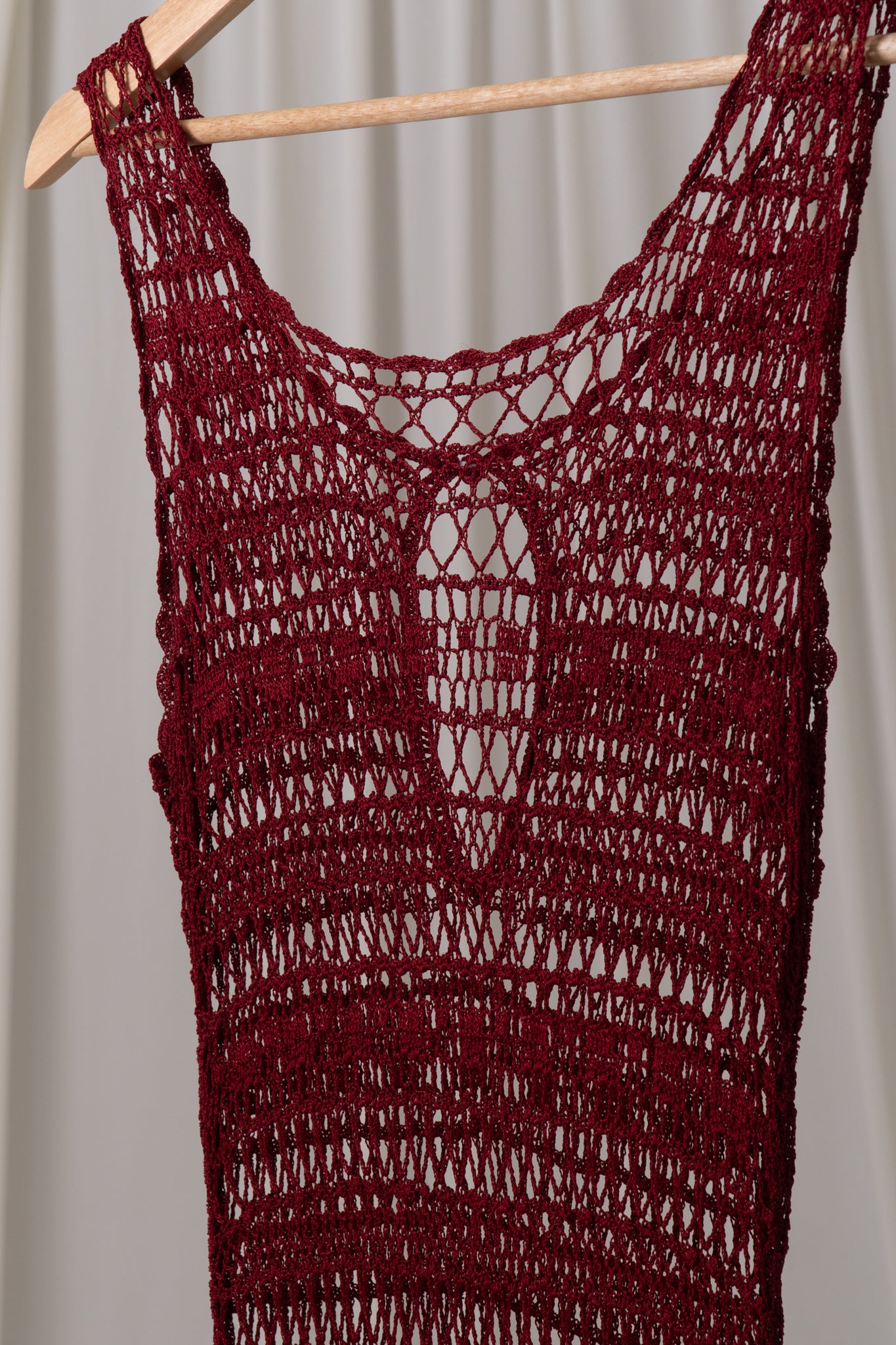 Vintage Maroon Crochet Maxi Dress