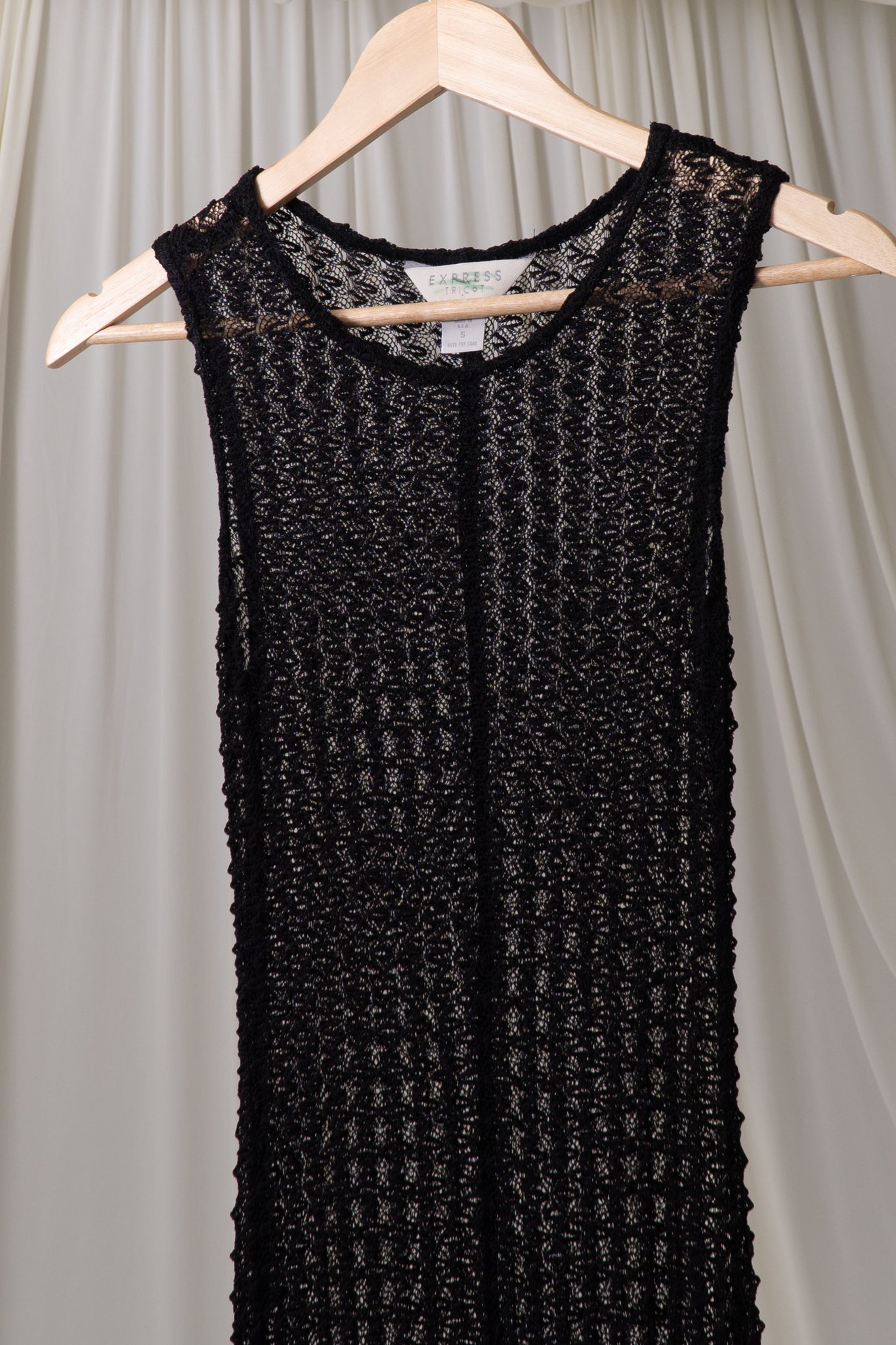 Vintage Black Crochet Maxi Dress