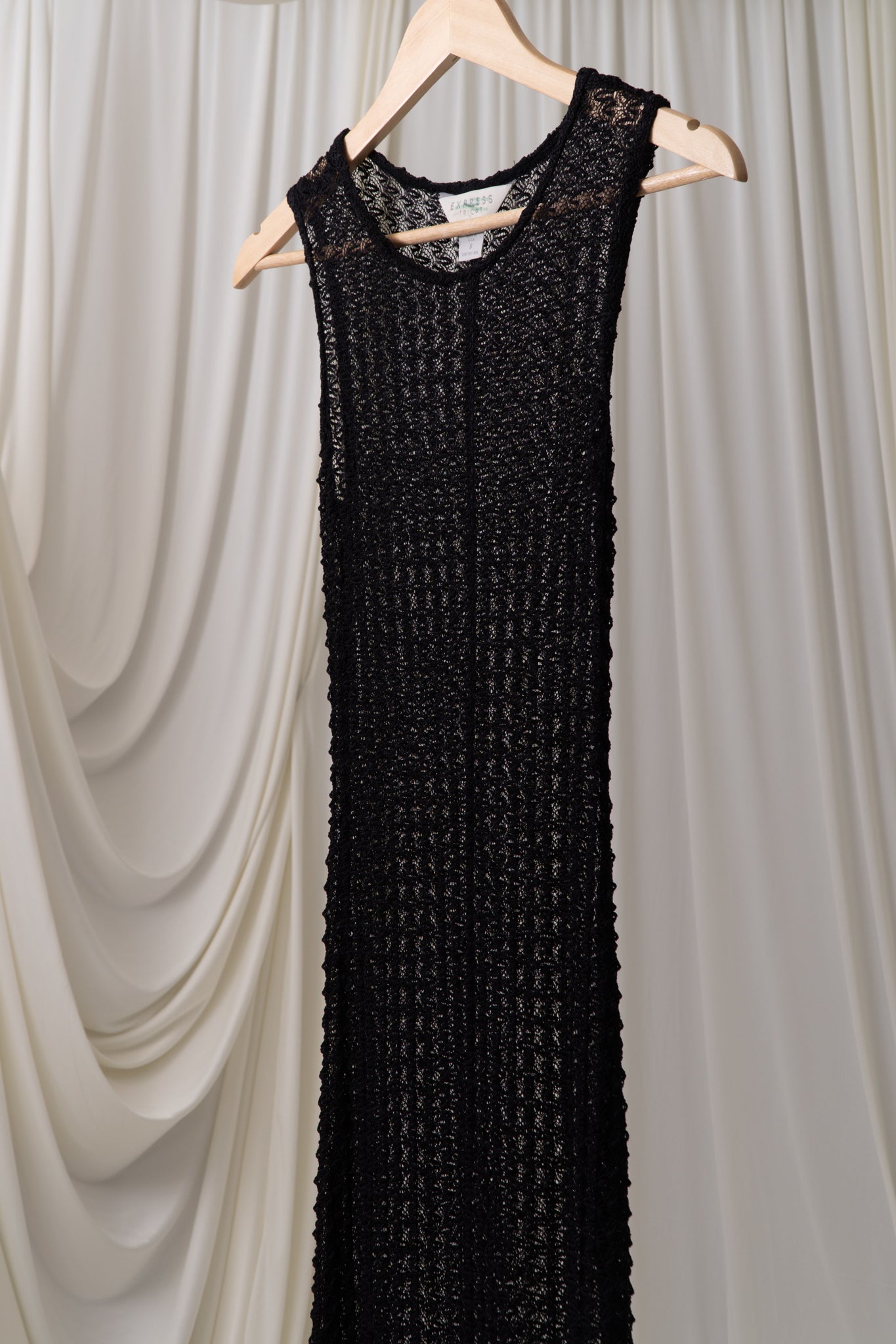 Vintage Black Crochet Maxi Dress