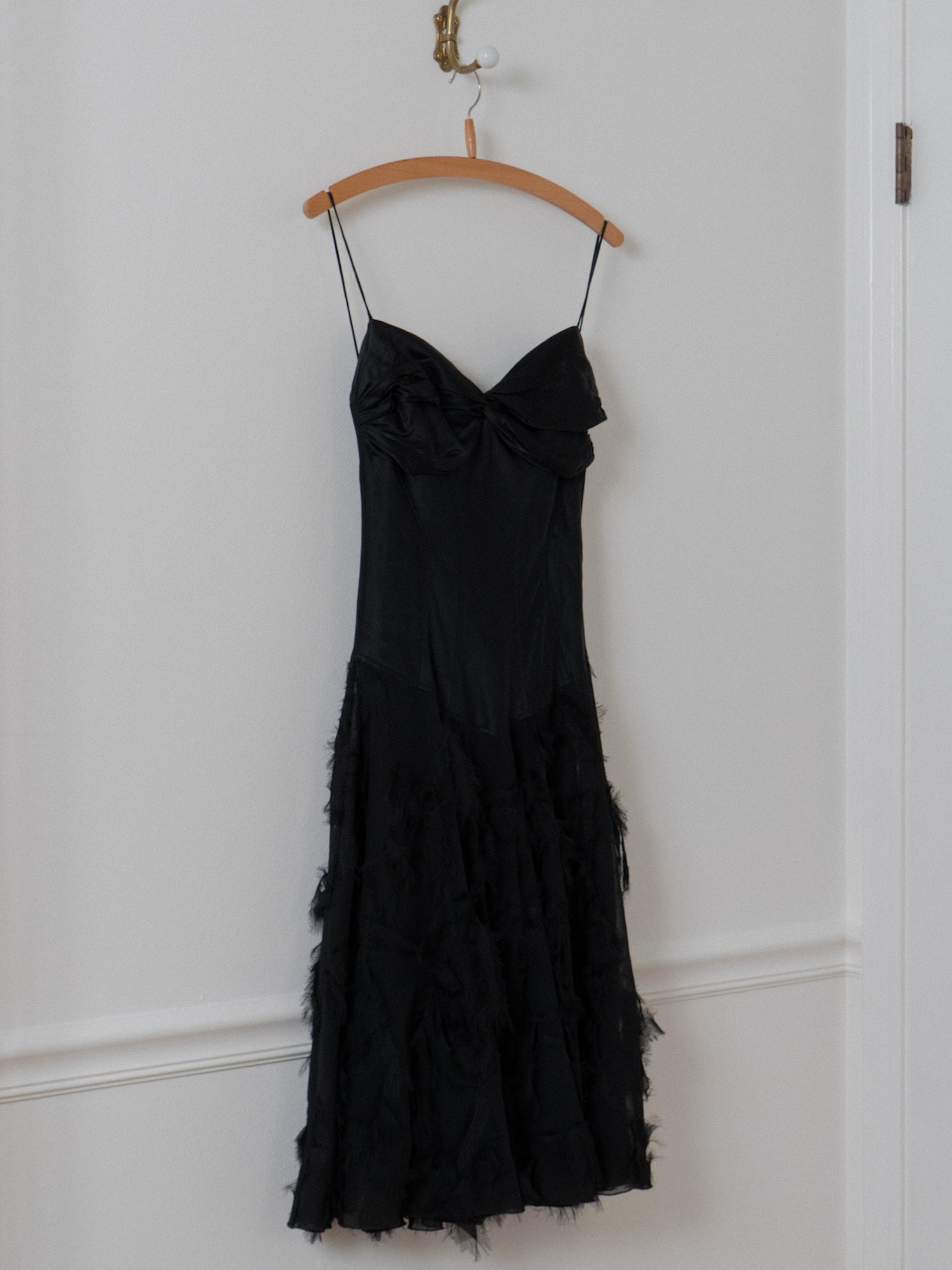 Vintage Black Silk Drop Waist Dress