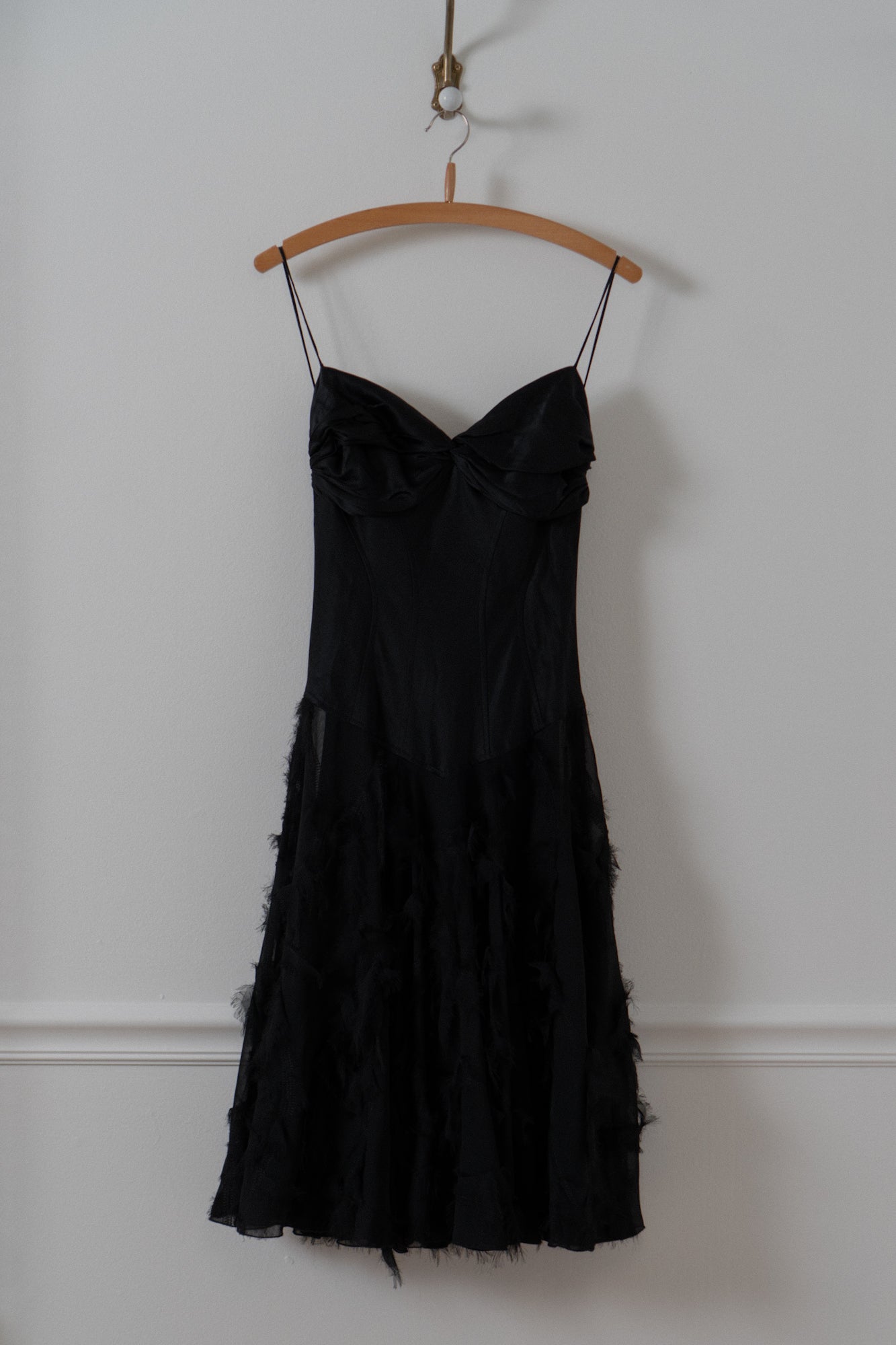 Vintage Black Silk Drop Waist Dress