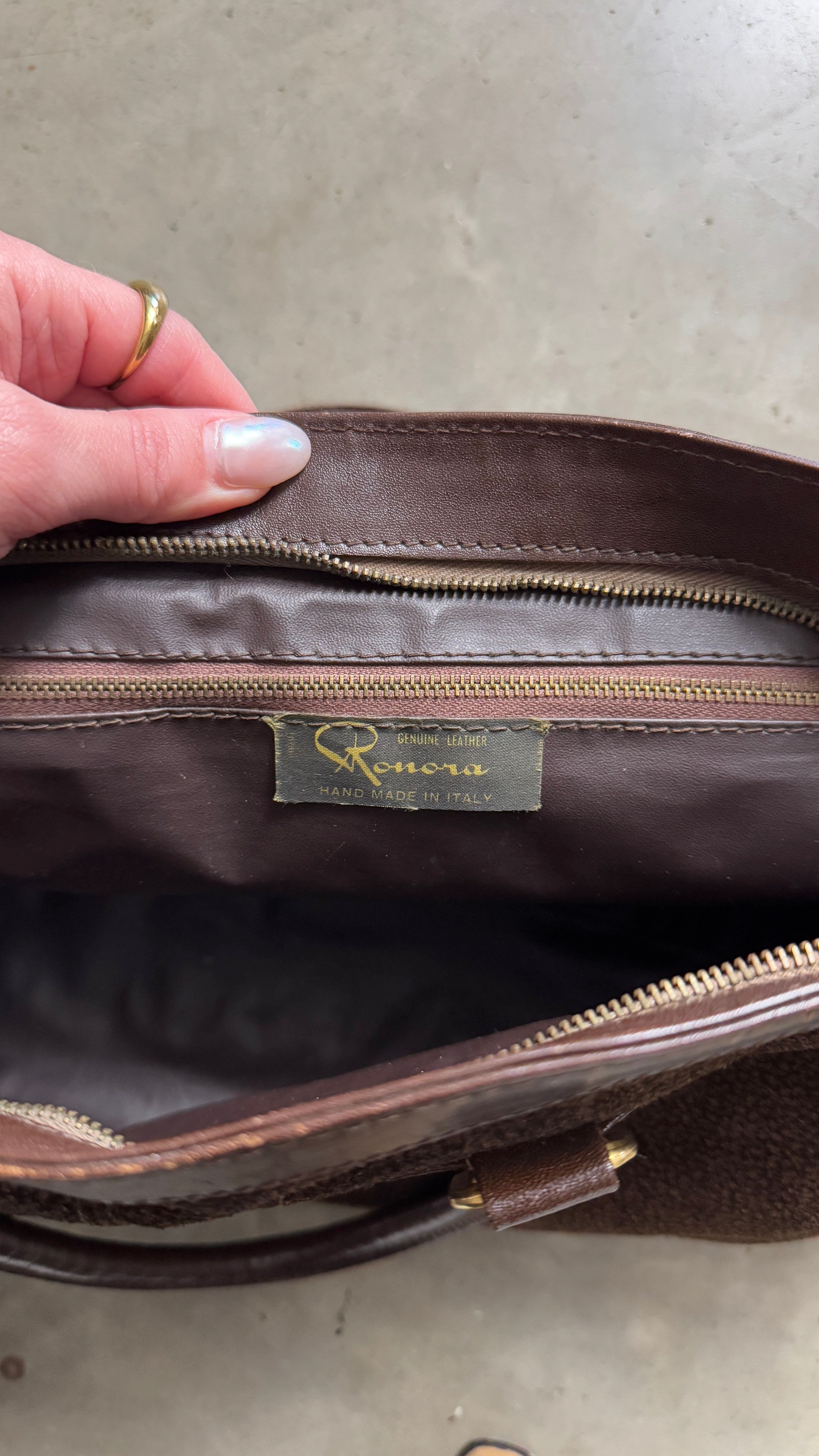Vintage Italian Brown Suede Handbag