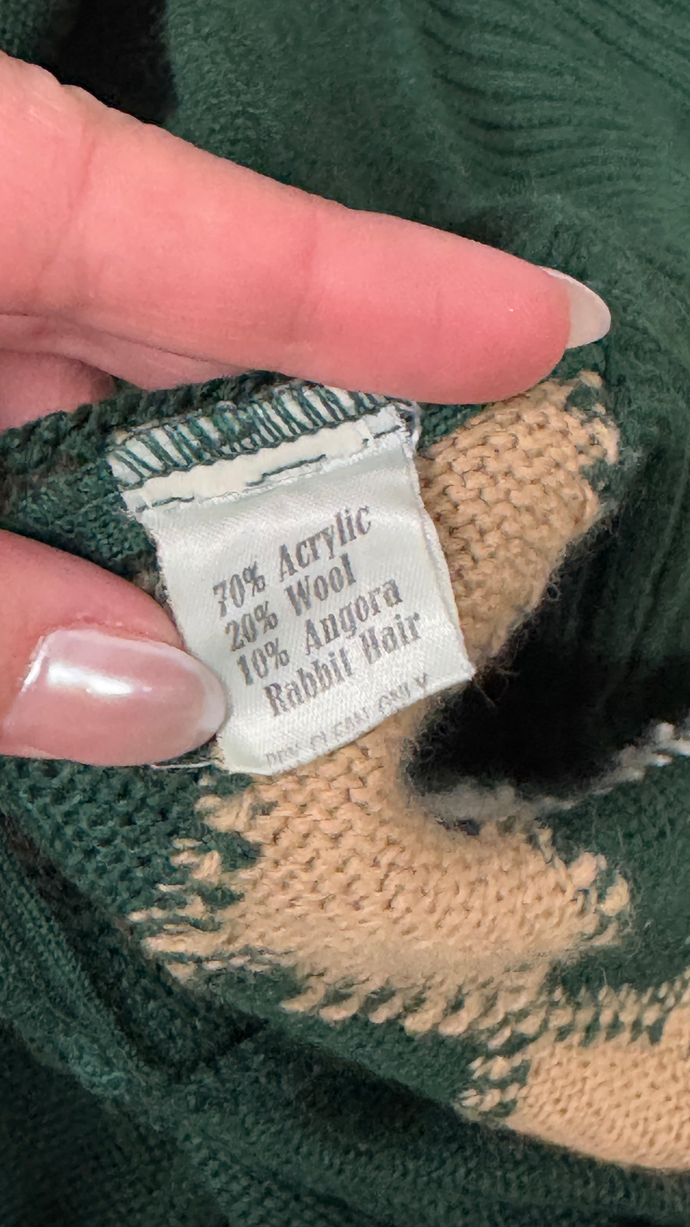 VTG Green Argyle Knit Cardigan