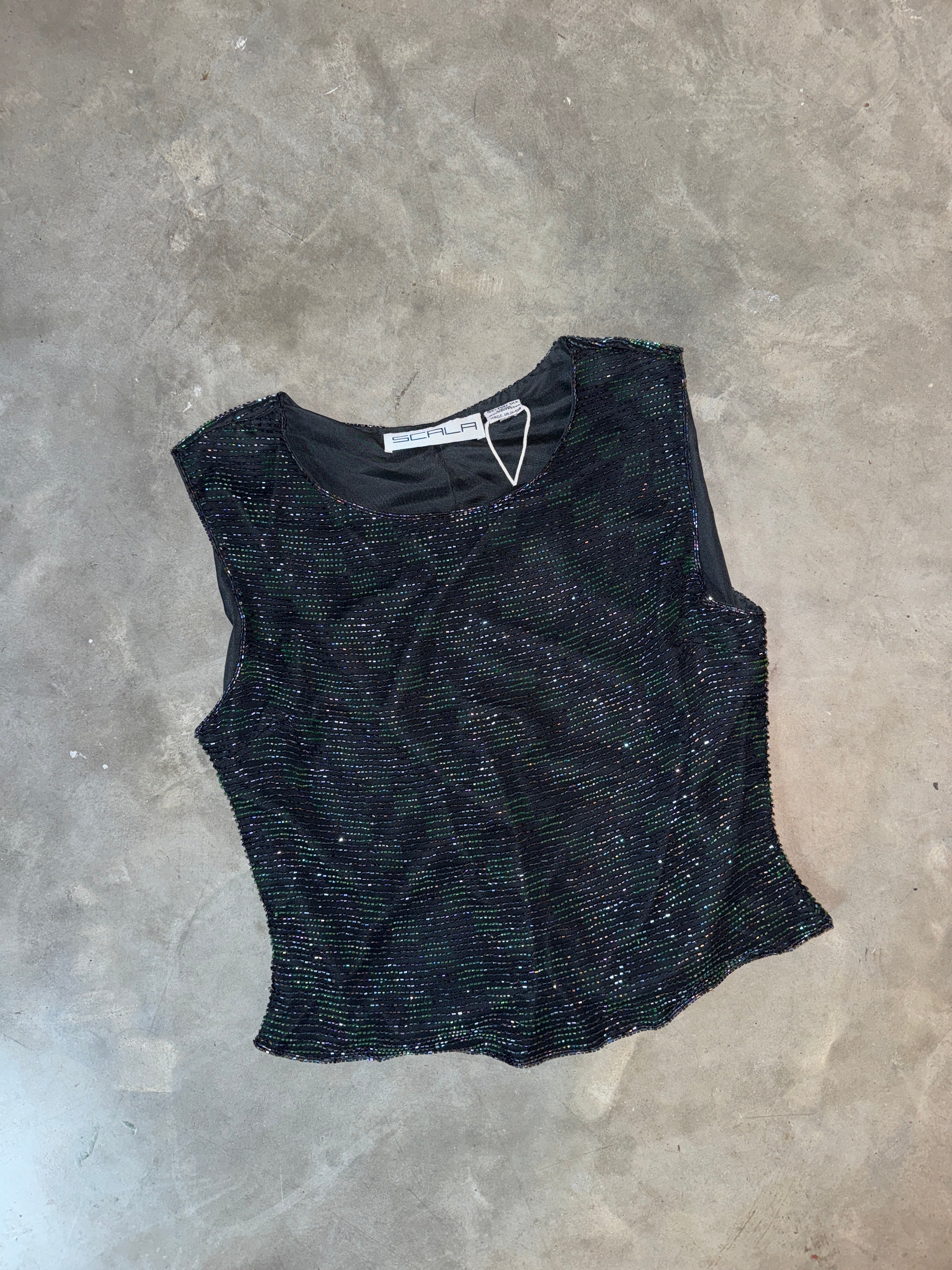 VTG Silk Beaded Top