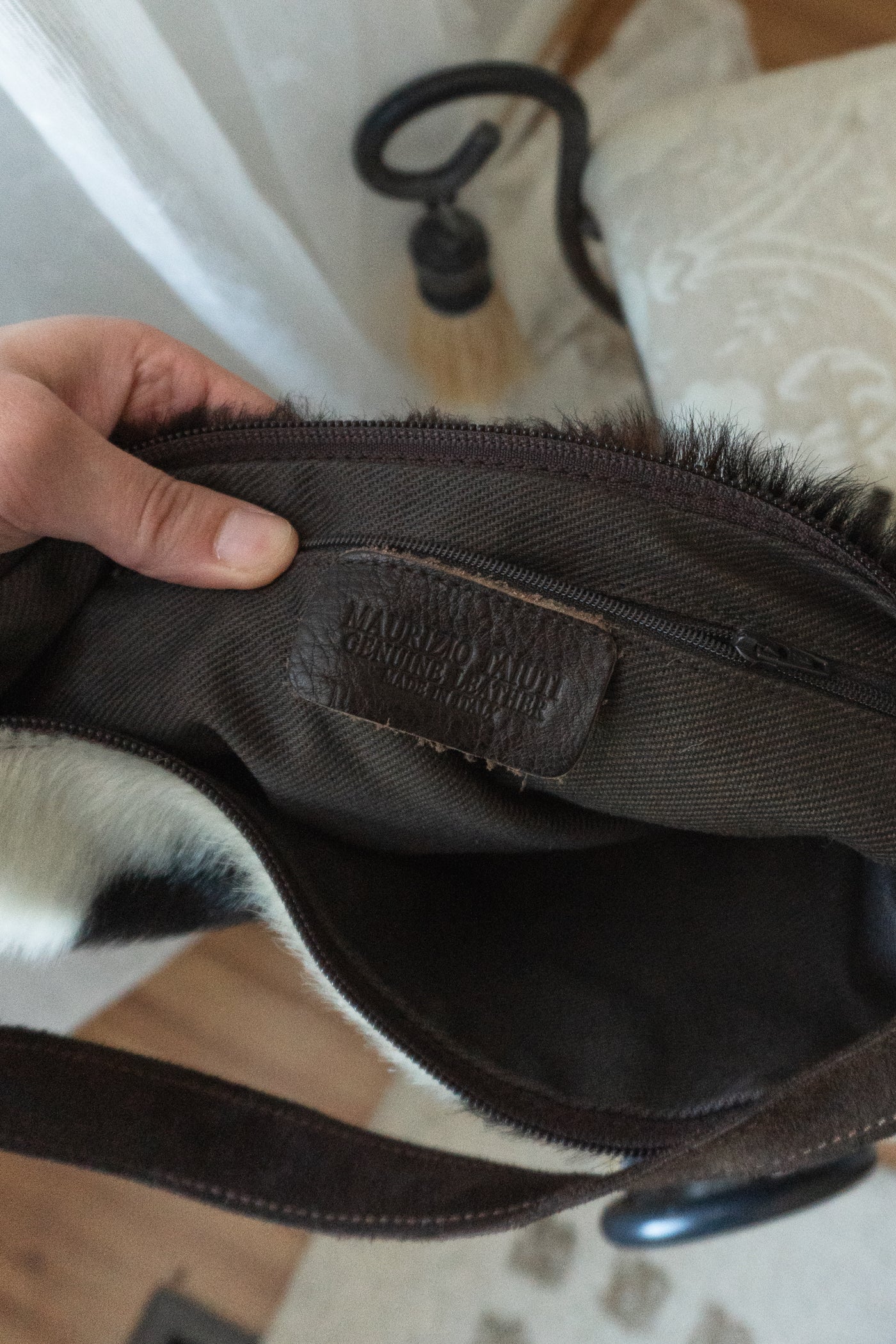 Italian Genuine Calf Hair Suede Fringe Bag