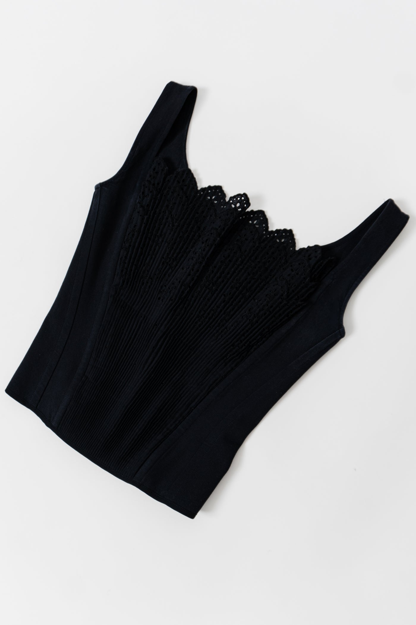 RARE LA PERLA Black Fluted Corset Top