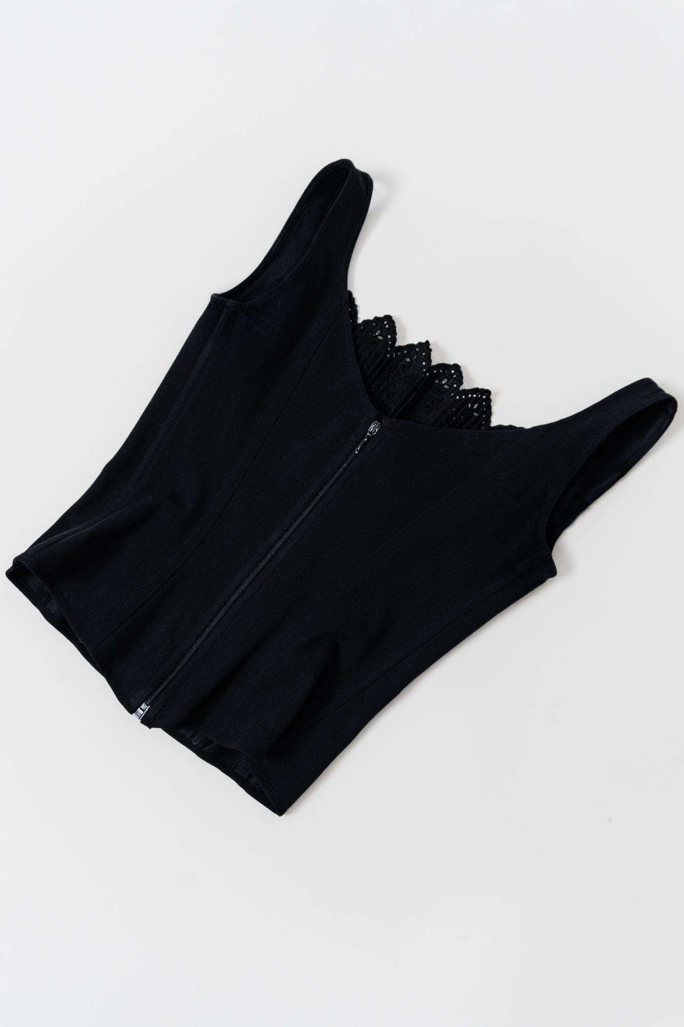 RARE LA PERLA Black Fluted Corset Top