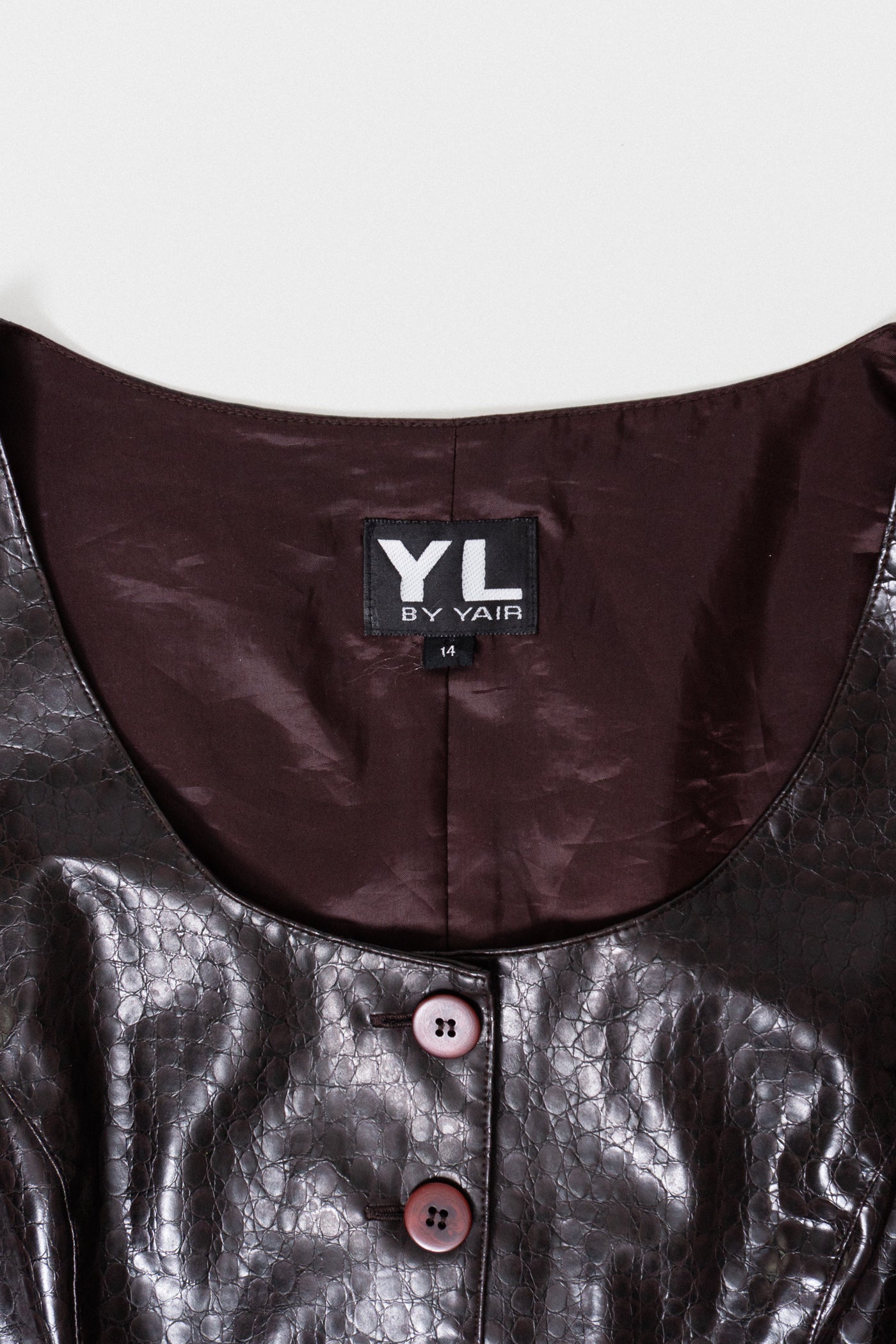 Vintage Brown Croc Embossed Brown Faux Leather Tank