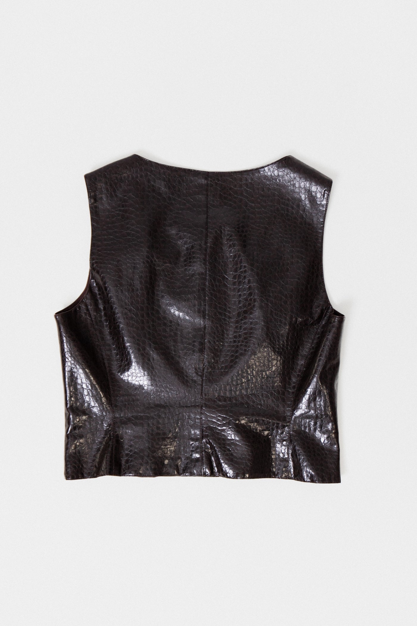 Vintage Brown Croc Embossed Brown Faux Leather Tank