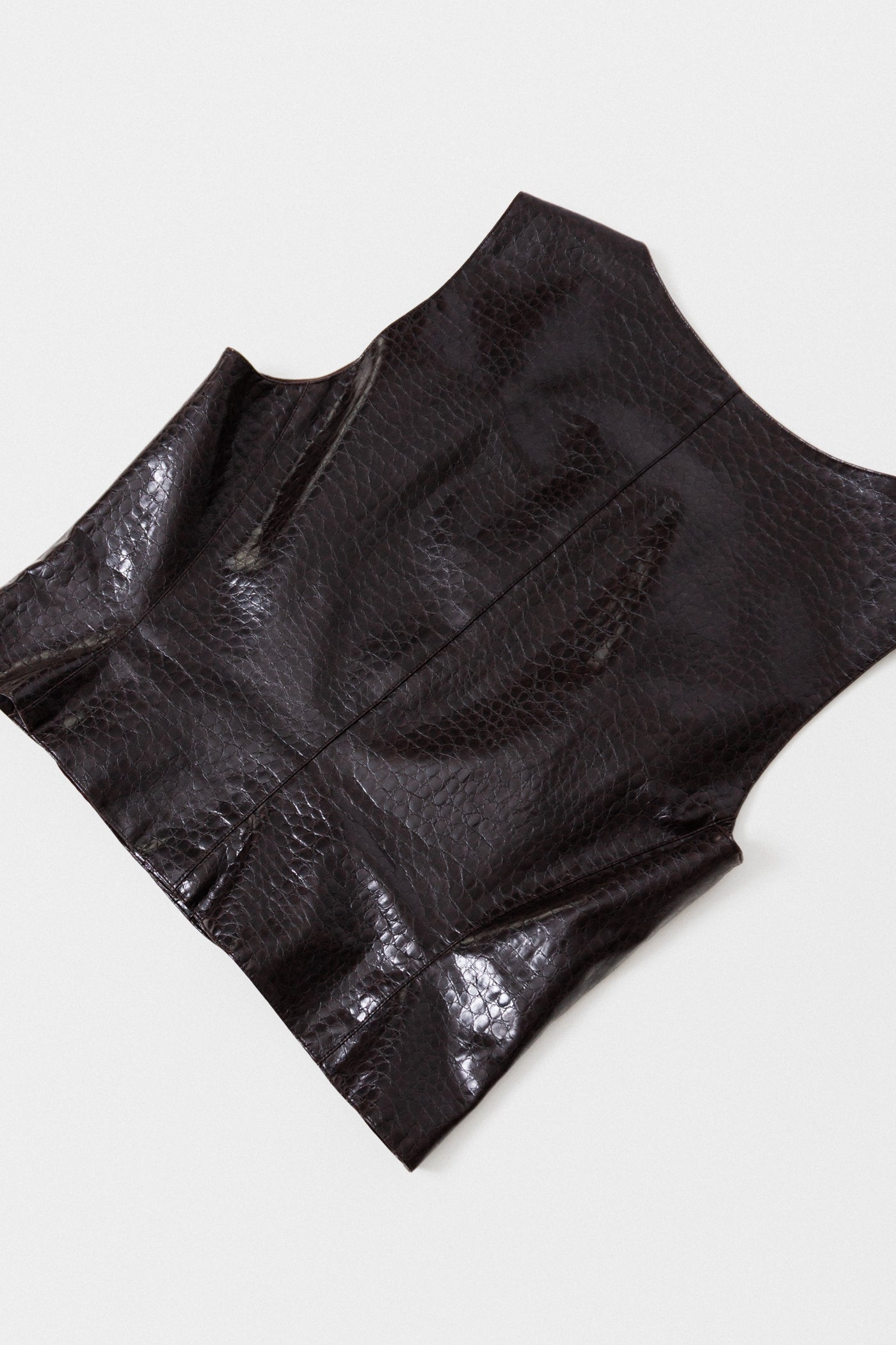 Vintage Brown Croc Embossed Brown Faux Leather Tank