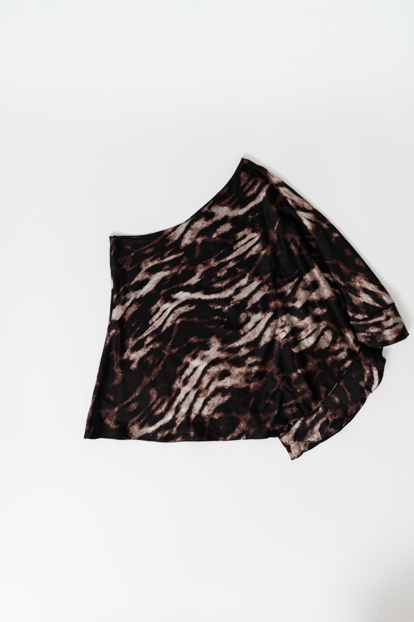 CAVALLI Asymmetrical Animal Print Flowy Top