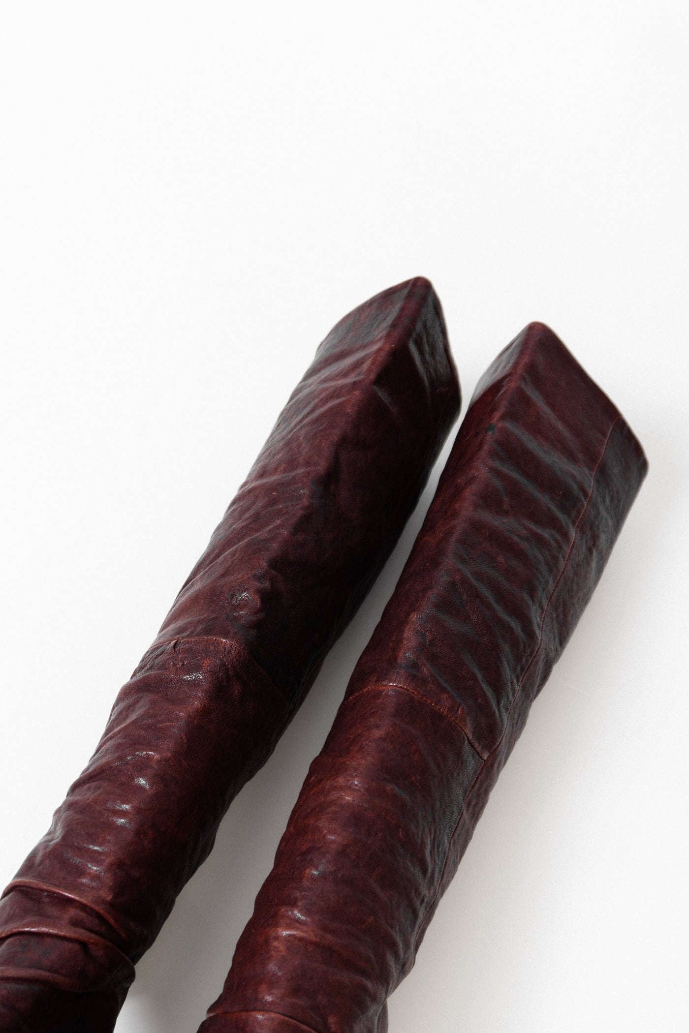 Y2K Chocolate Oxblood Tall Leather Boots