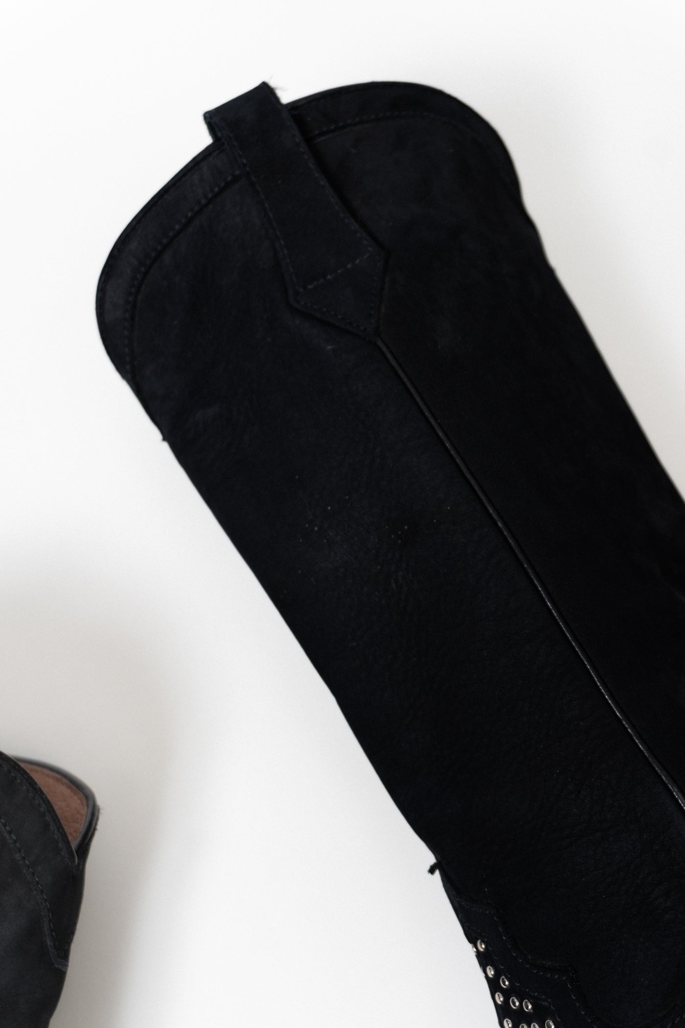 Vintage Italian Black Suede Leather Studded Boots