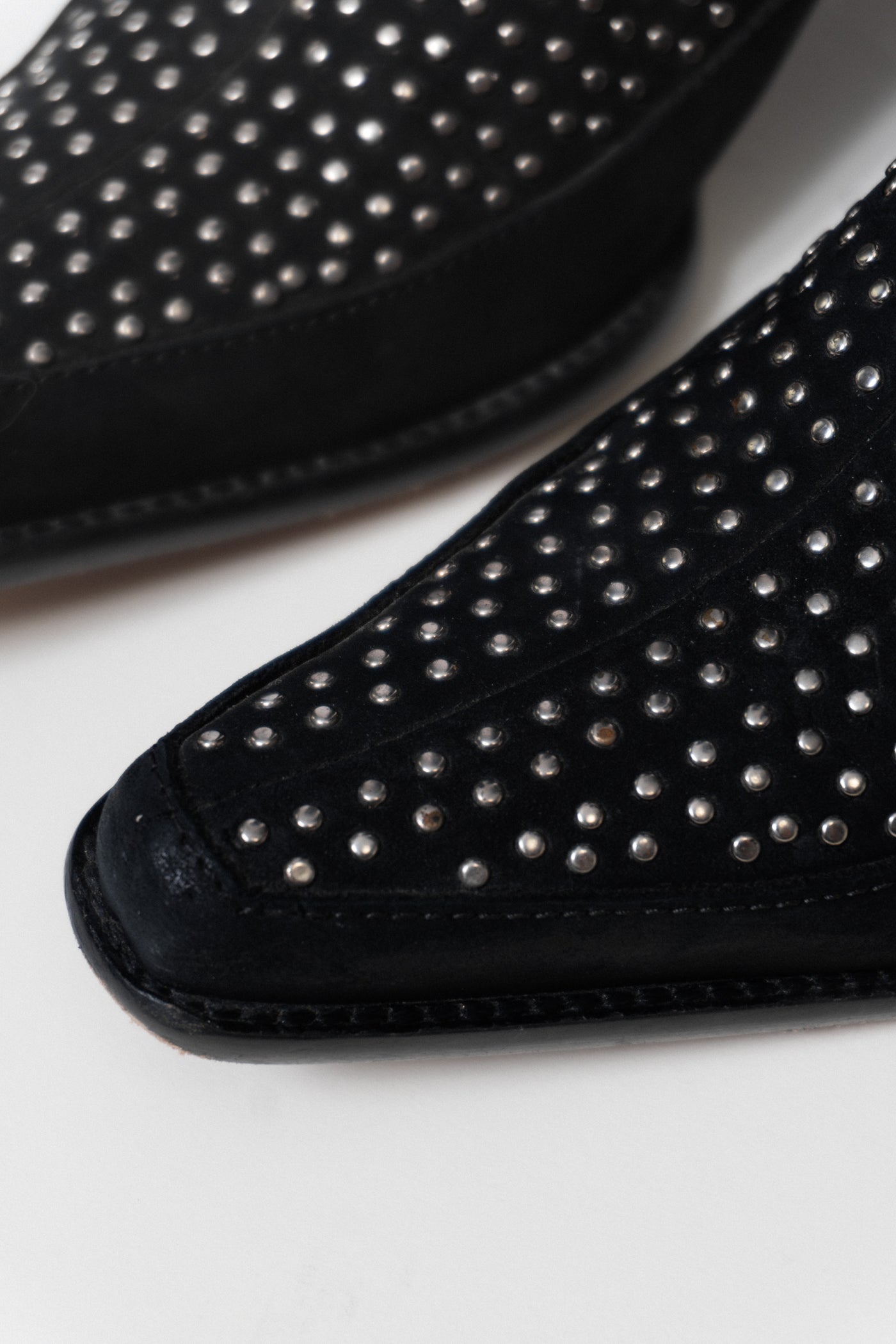 Vintage Italian Black Suede Leather Studded Boots