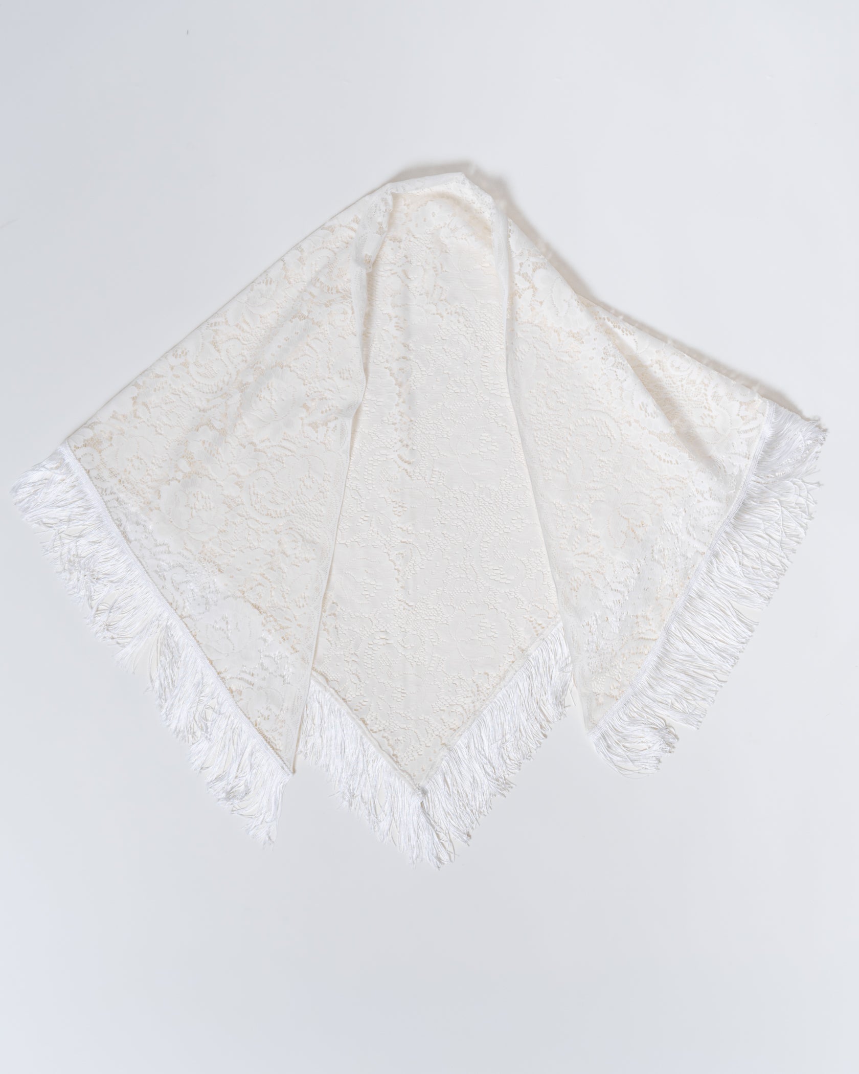 Vintage Lace Fringe Shawl