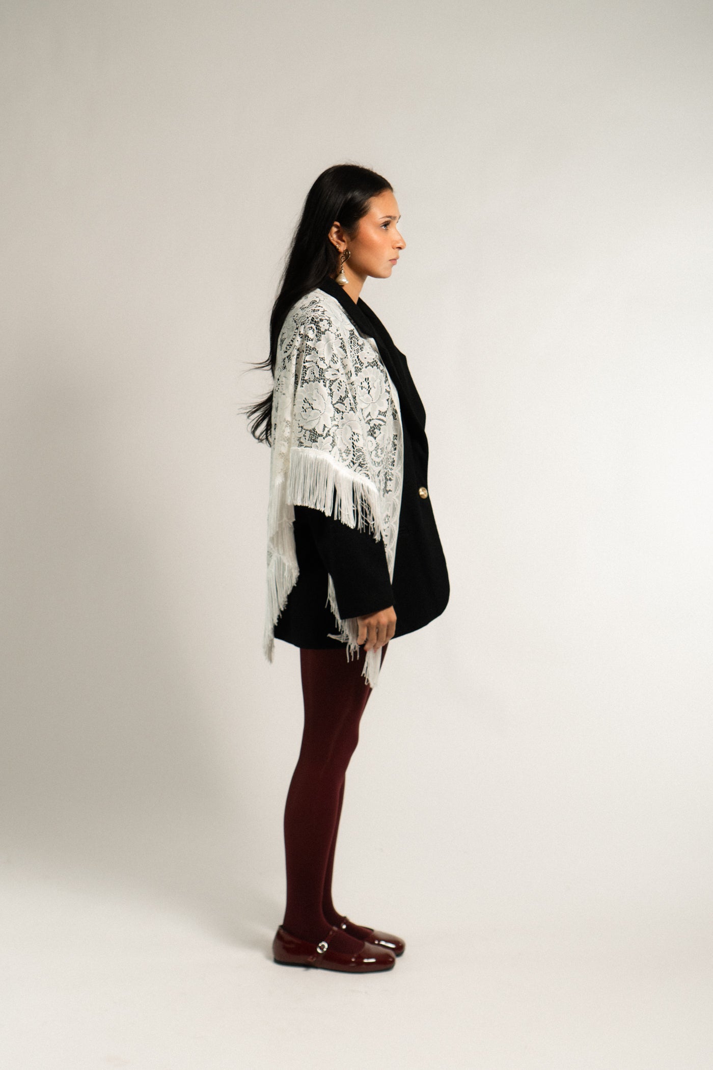 Vintage Lace Fringe Shawl