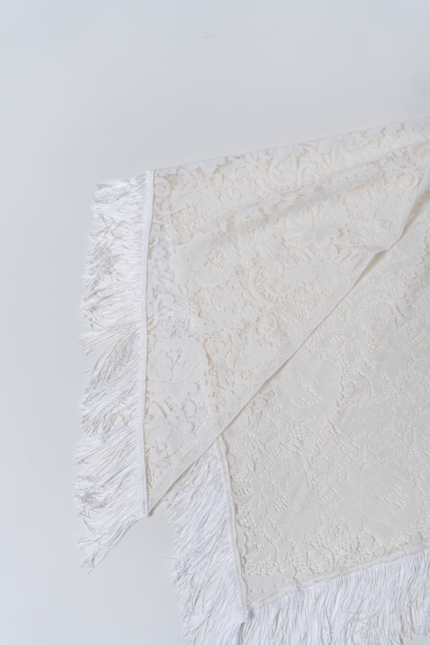 Vintage Lace Fringe Shawl
