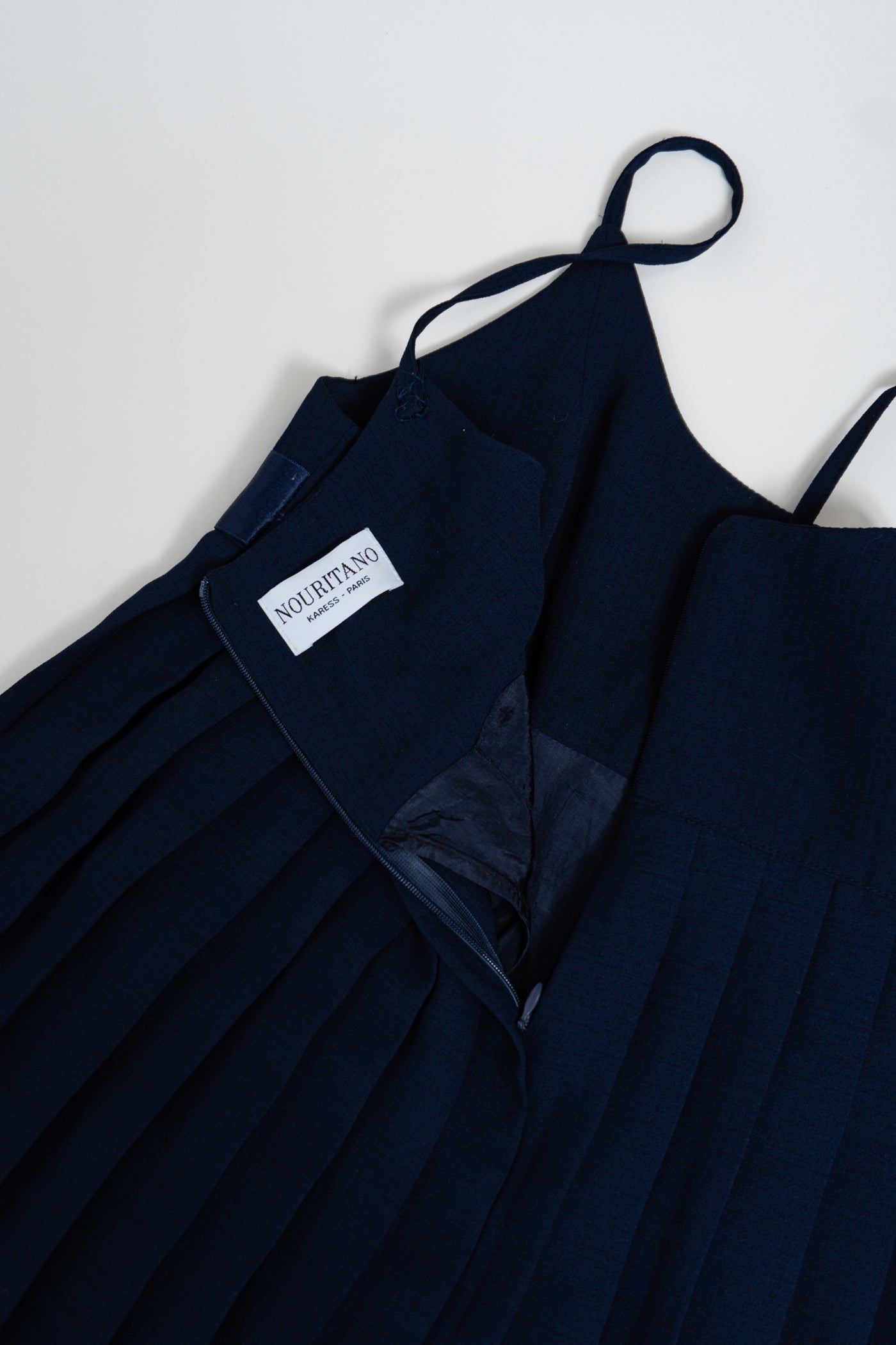 Vintage Navy Parisian Pleated Dress