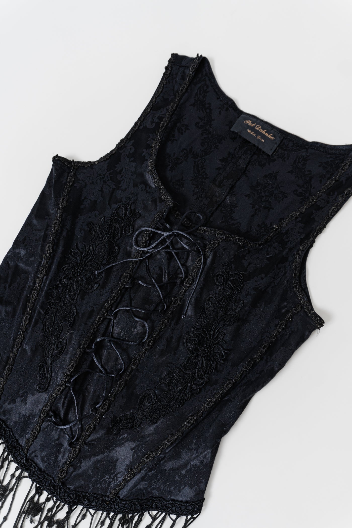 PAT DAHNKE Black Jacquard Corset Top