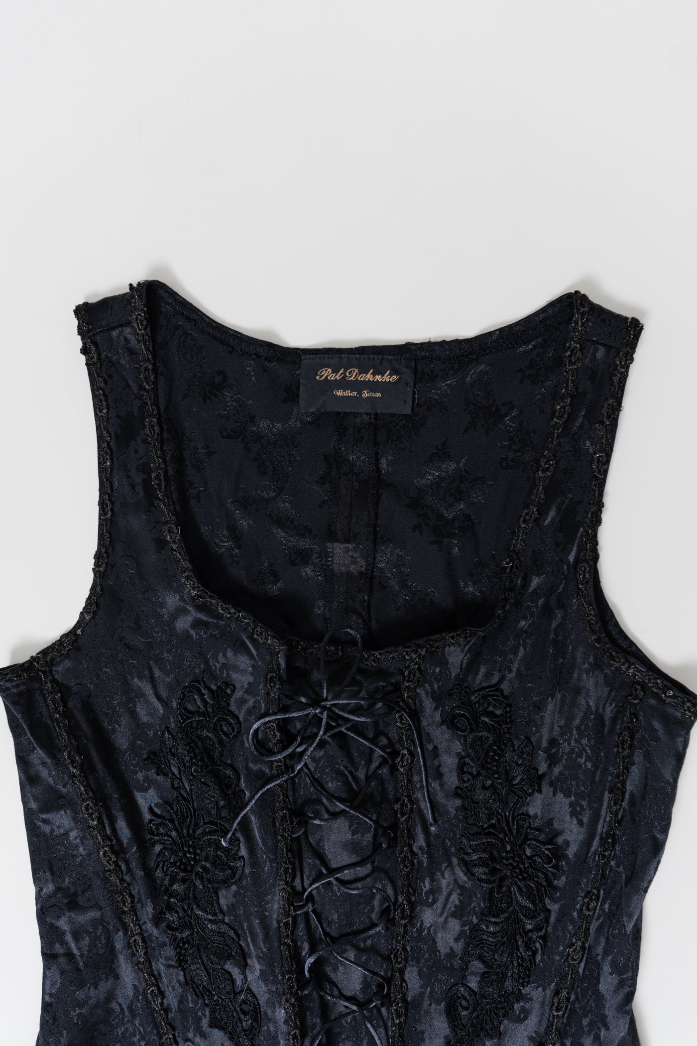 PAT DAHNKE Black Jacquard Corset Top