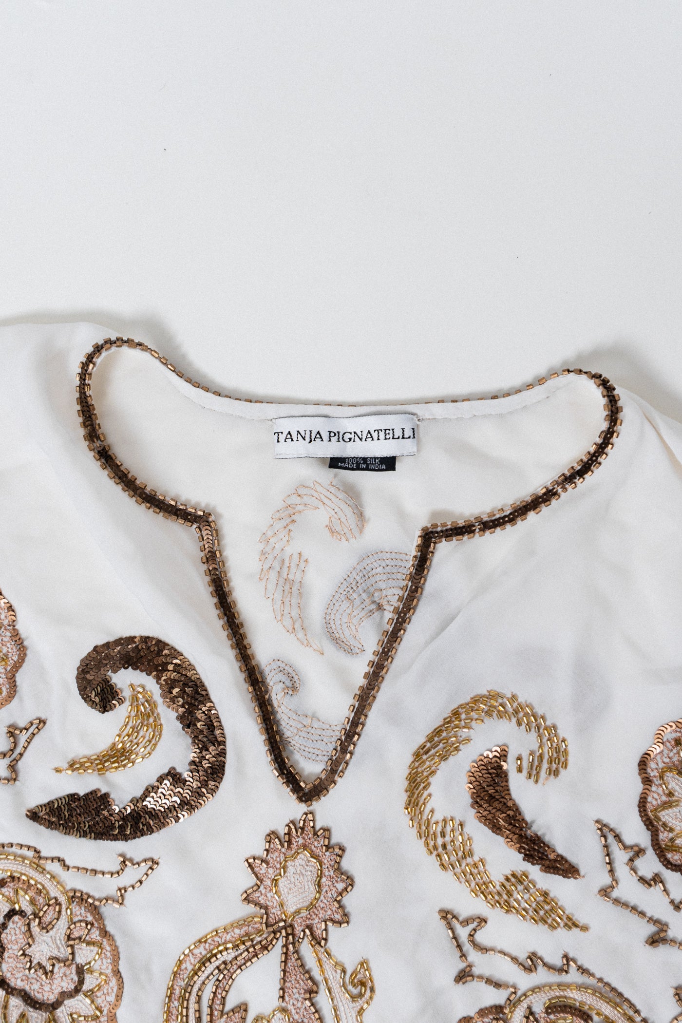 Vintage Silk Beaded Piano Style Shawl