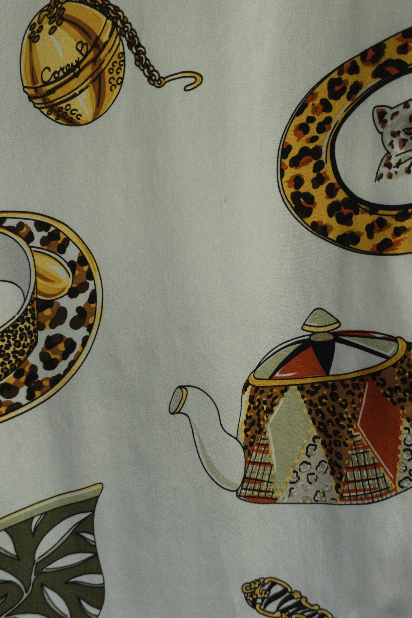 Vintage RARE Silk Tea Cup Animal Print Button Up