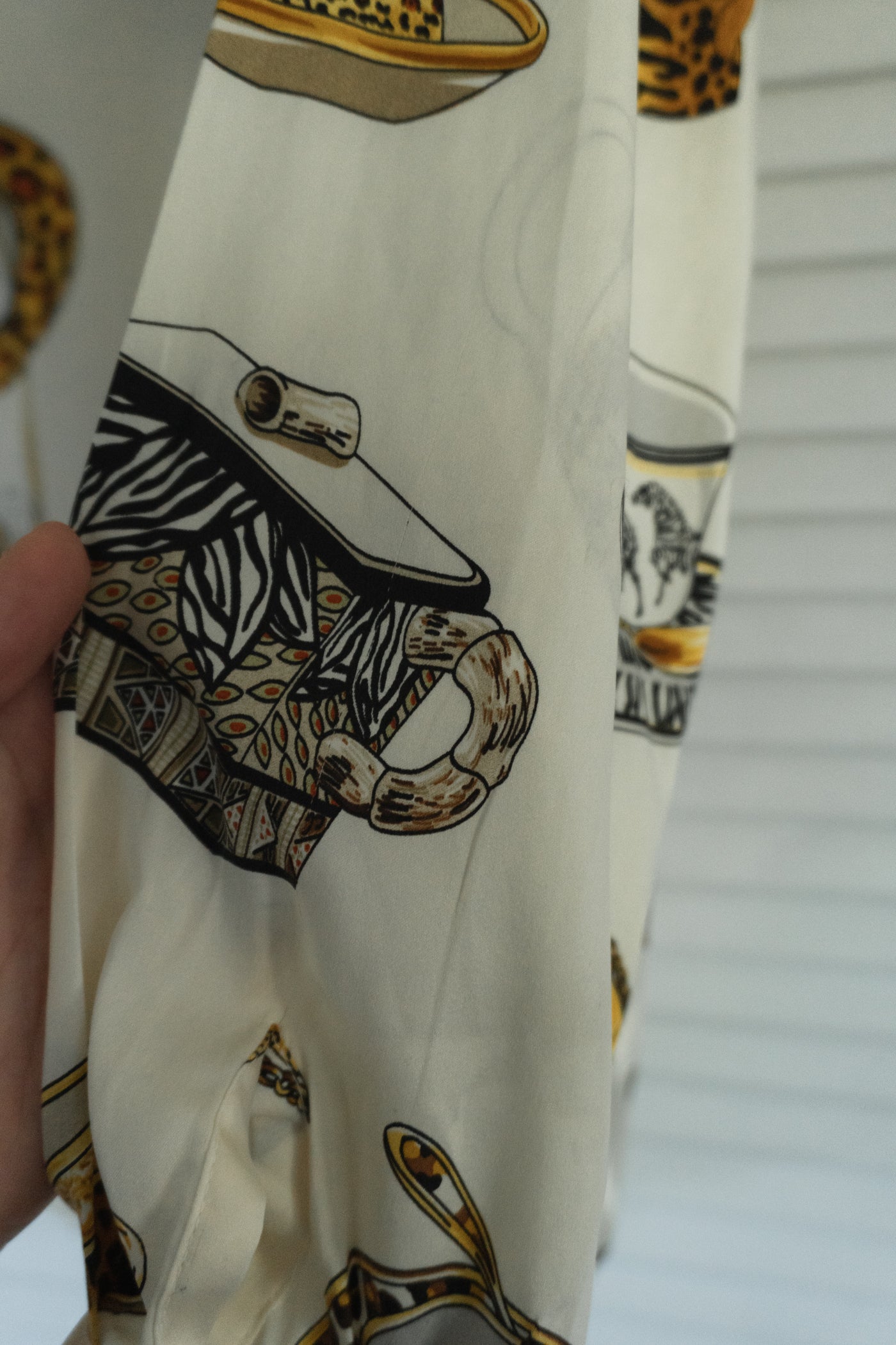 Vintage RARE Silk Tea Cup Animal Print Button Up