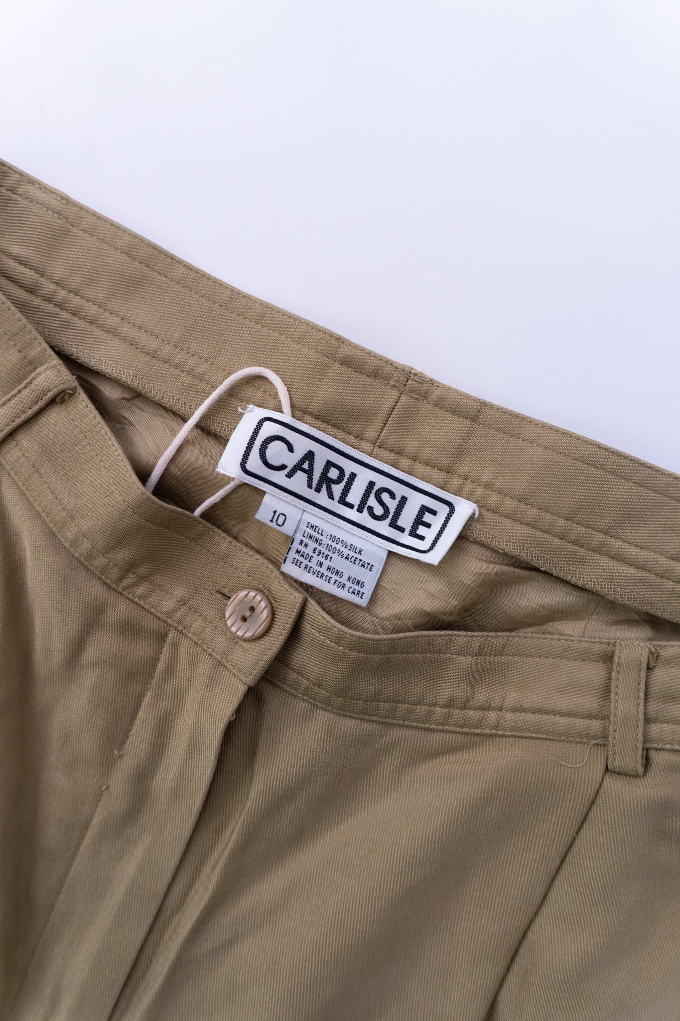 Vintage 90s 100% Silk Khaki Bermuda Shorts