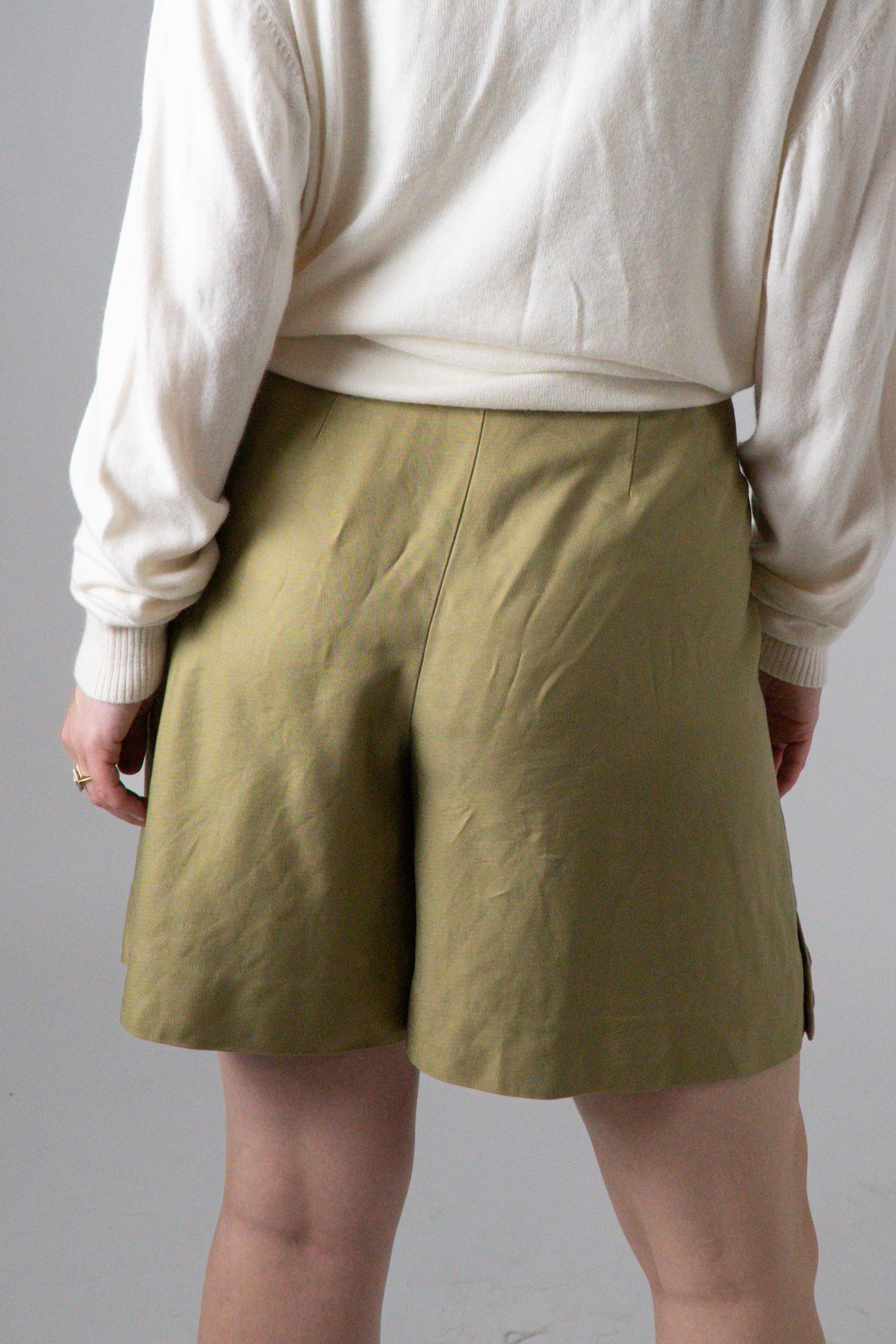 Vintage 90s 100% Silk Khaki Bermuda Shorts