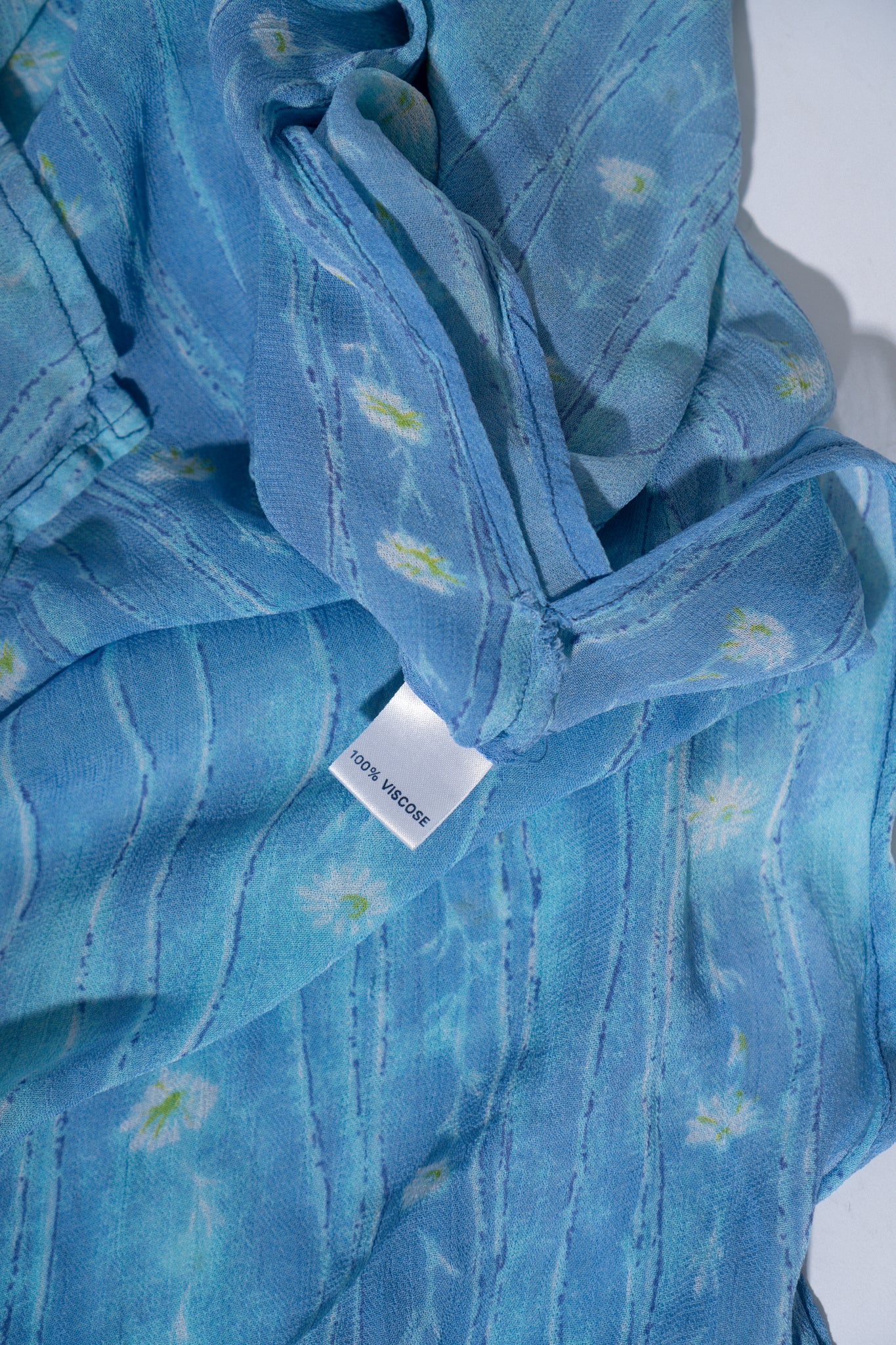 Vintage Blue Floral Chiffon Layered Dress