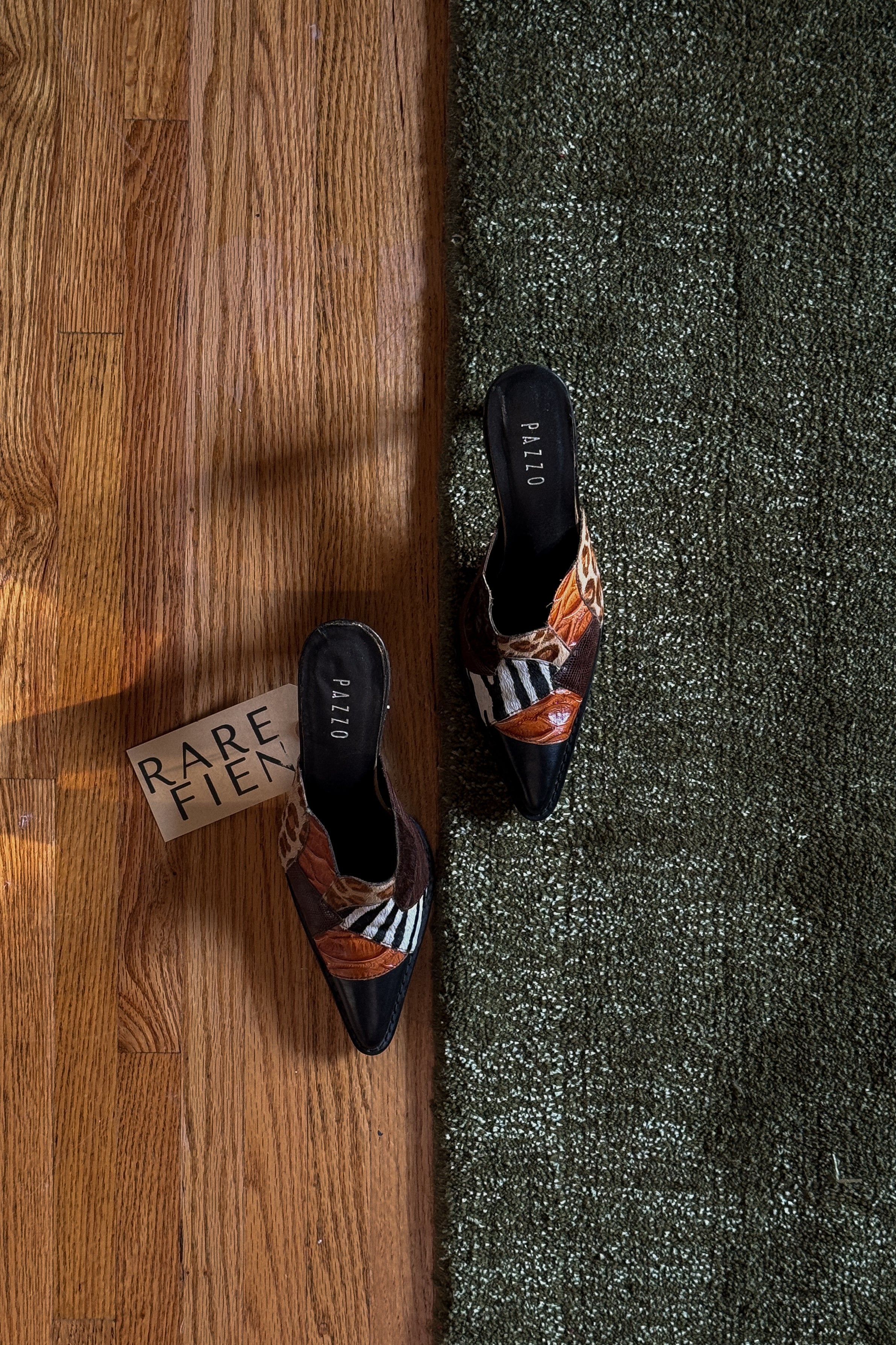 Vintage Pony Hair Animal Print Patchwork Mules