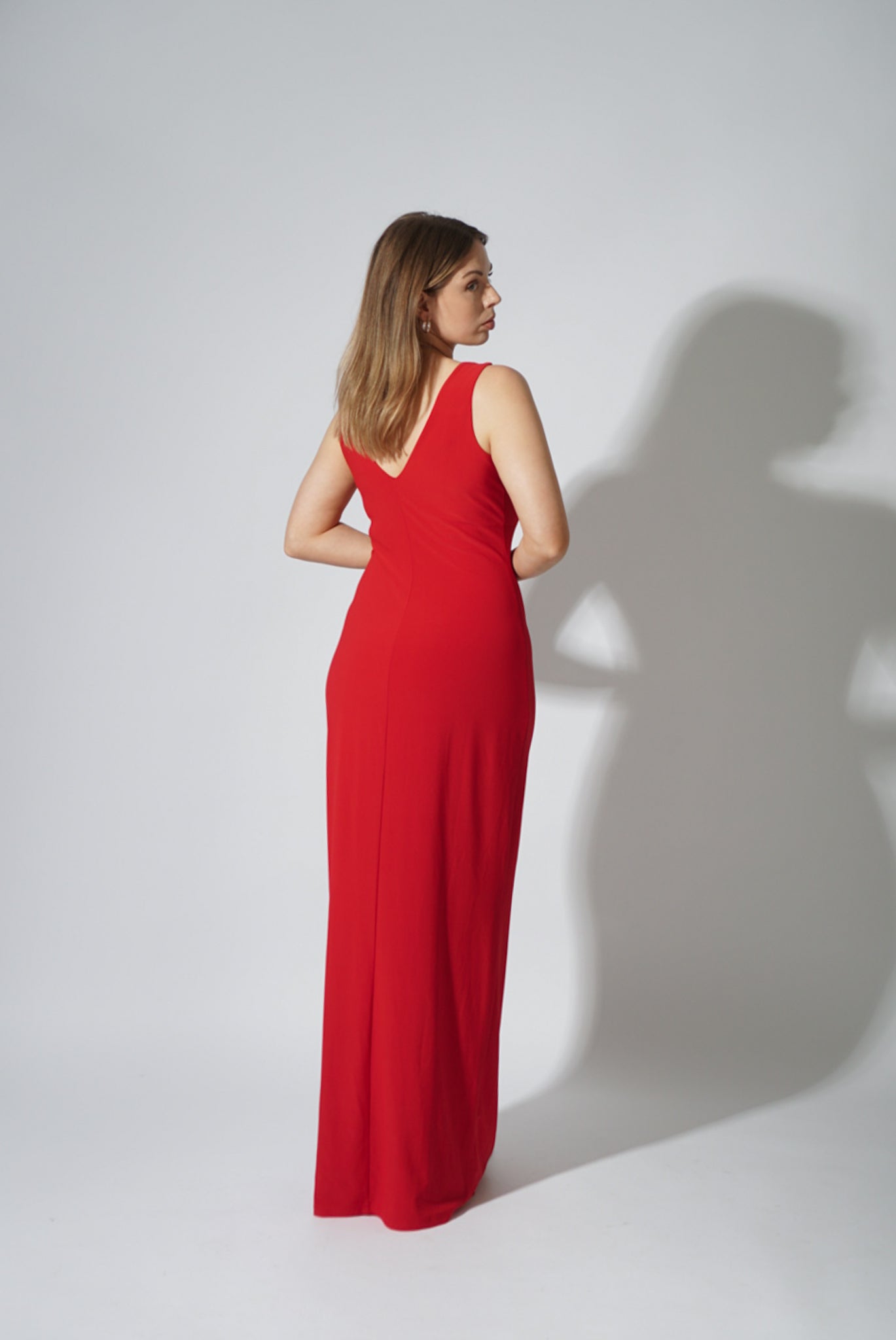 Vintage Red Twist Front Maxi Dress
