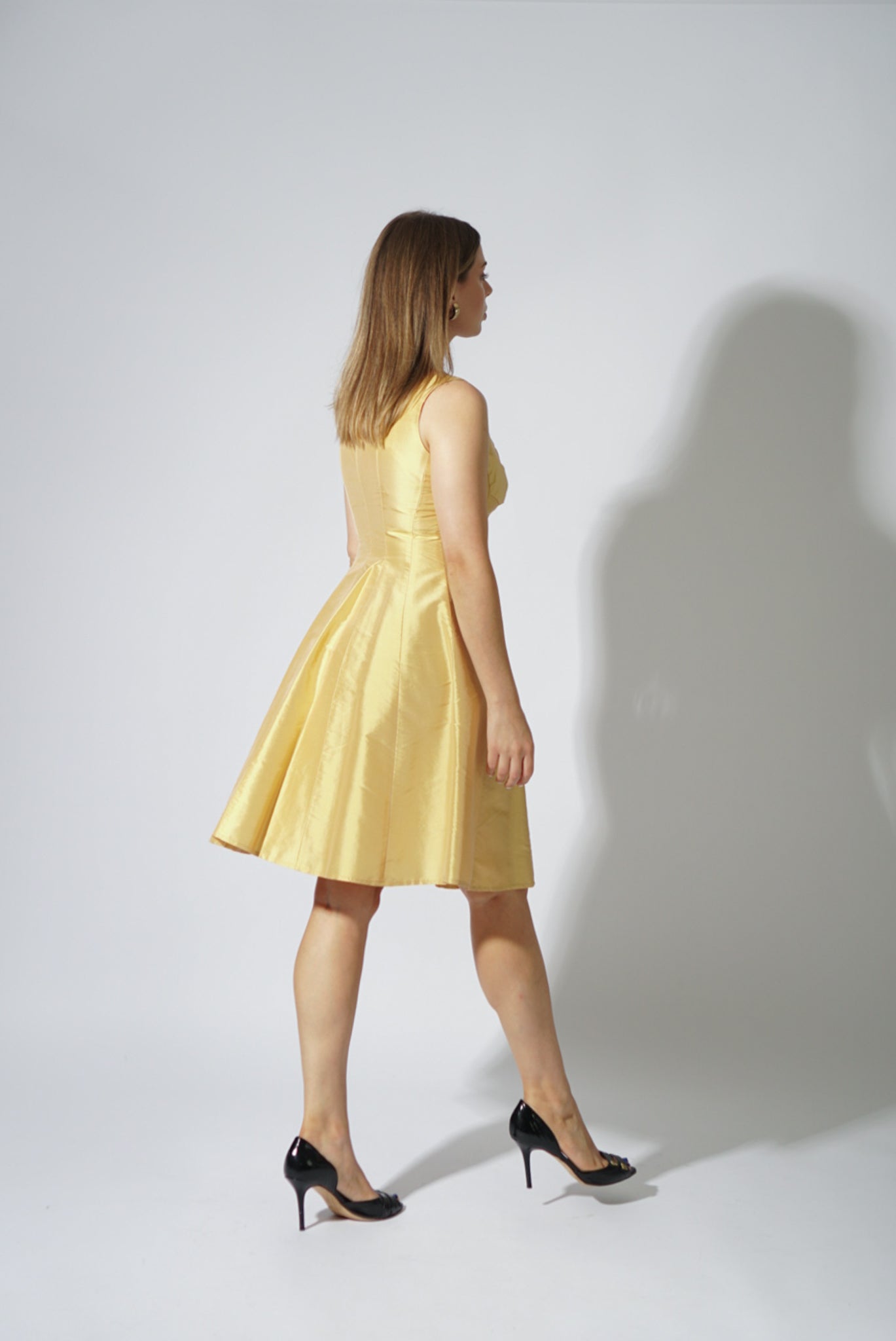 Vintage Raw Silk Yellow Mini Dress