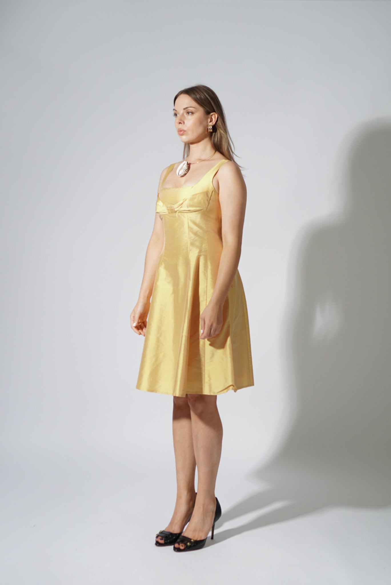 Vintage Raw Silk Yellow Mini Dress