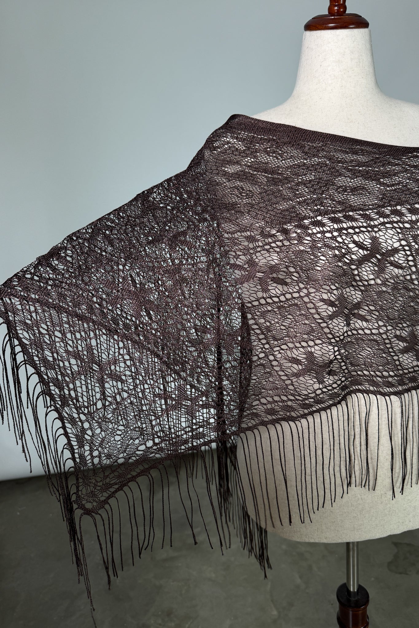 Y2K Brown Fringe Shawl