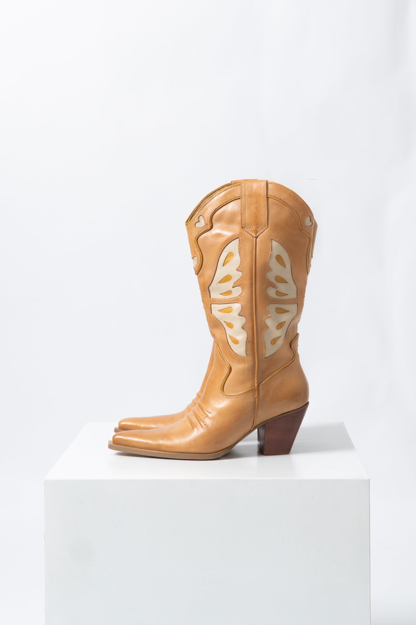 Vintage Leather Butterfly Western Boots